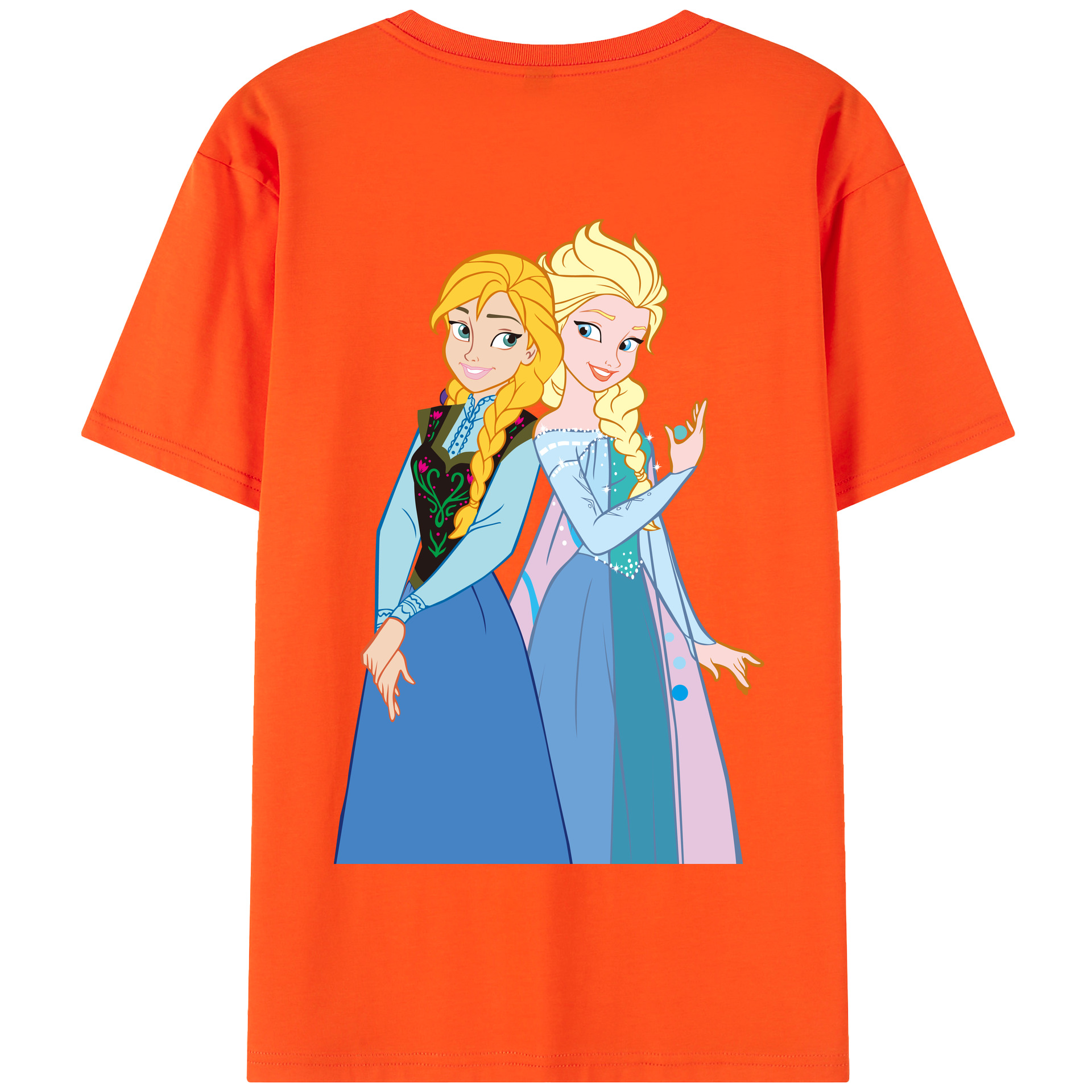 （画像用） アナと雪の女王 アンナ エルサ Frozen Anna Elsa 綿100％半袖Tシャツ（背面プリント）