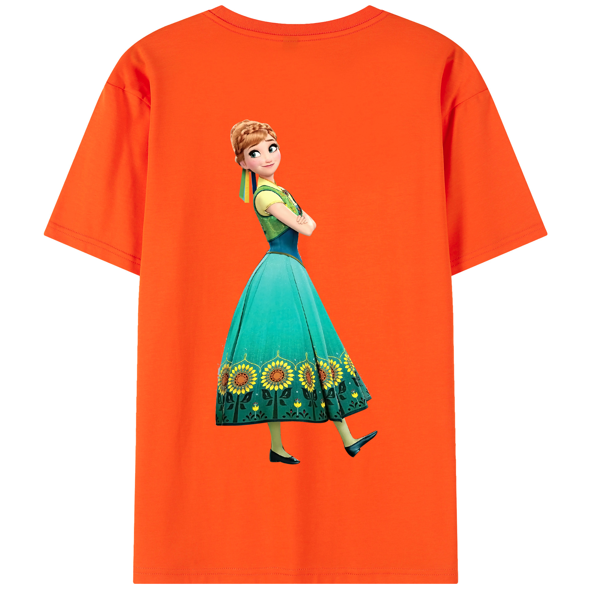 （画像用） アナと雪の女王 アンナ エルサ Frozen Anna Elsa 綿100％半袖Tシャツ（背面プリント）