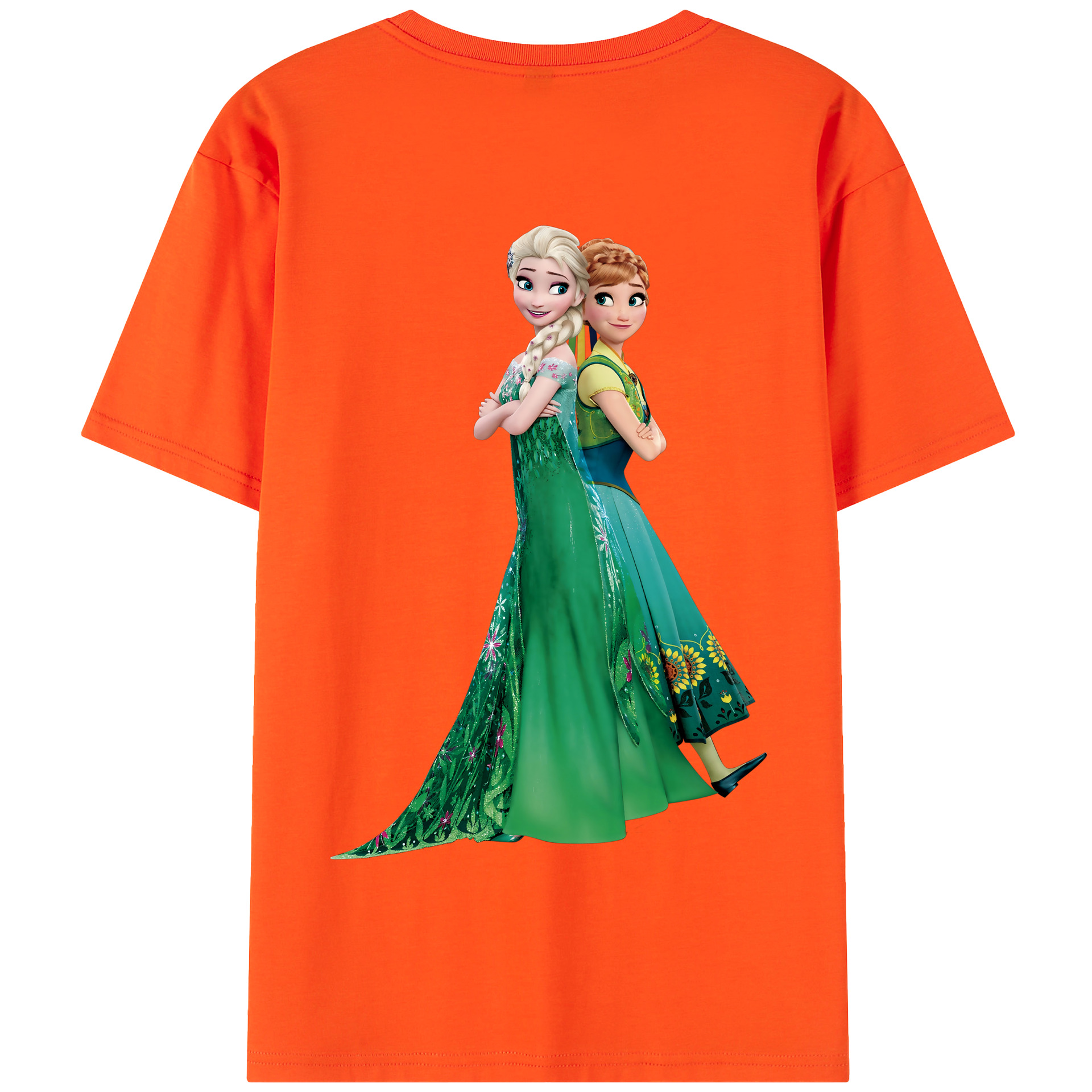 （画像用） アナと雪の女王 アンナ エルサ Frozen Anna Elsa 綿100％半袖Tシャツ（背面プリント）