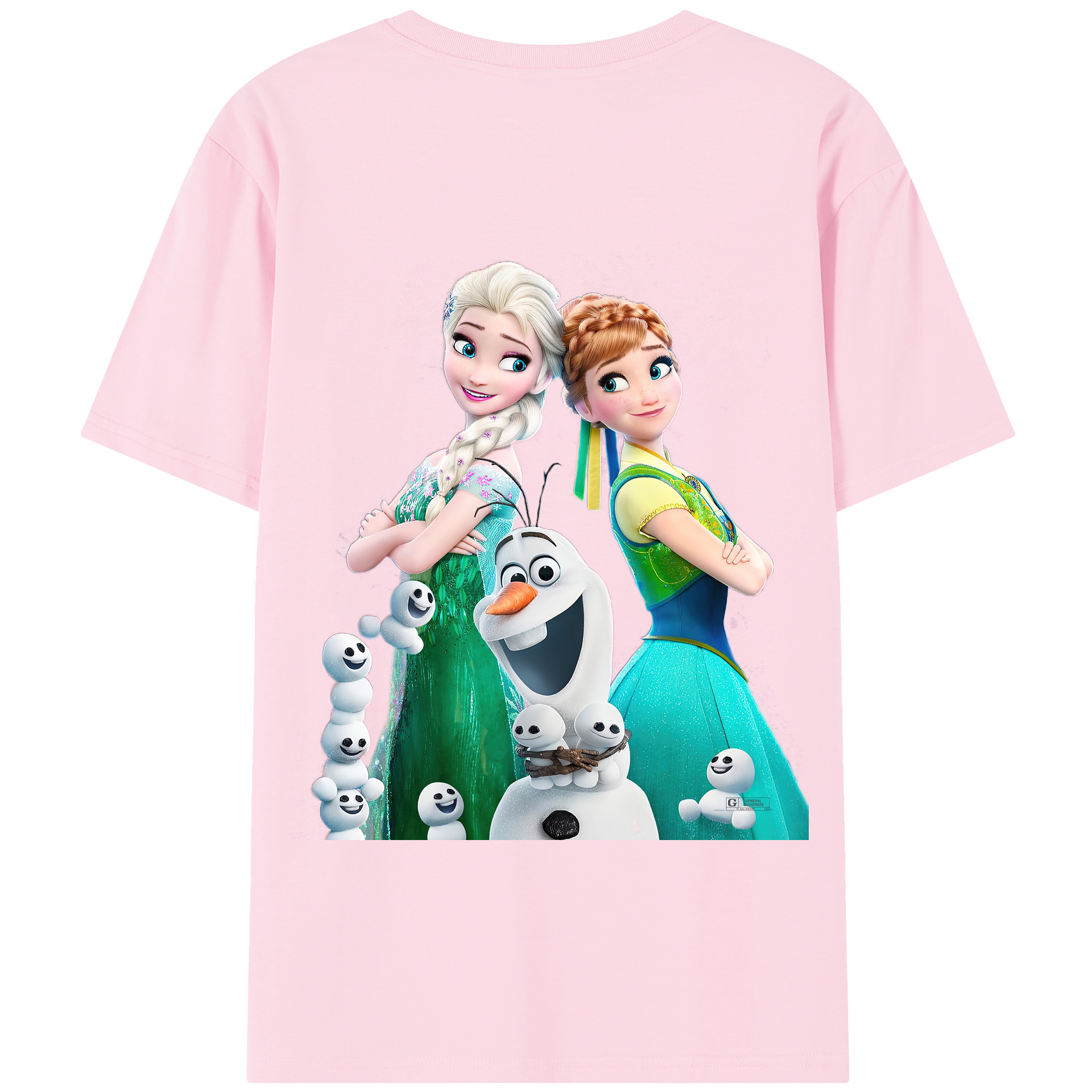 （画像用） アナと雪の女王 アンナ エルサ Frozen Anna Elsa 綿100％半袖Tシャツ（背面プリント）