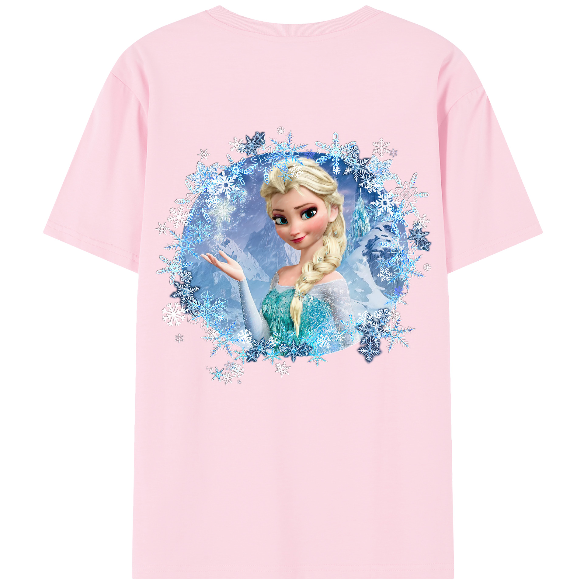 （画像用） アナと雪の女王 アンナ エルサ Frozen Anna Elsa 綿100％半袖Tシャツ（背面プリント）