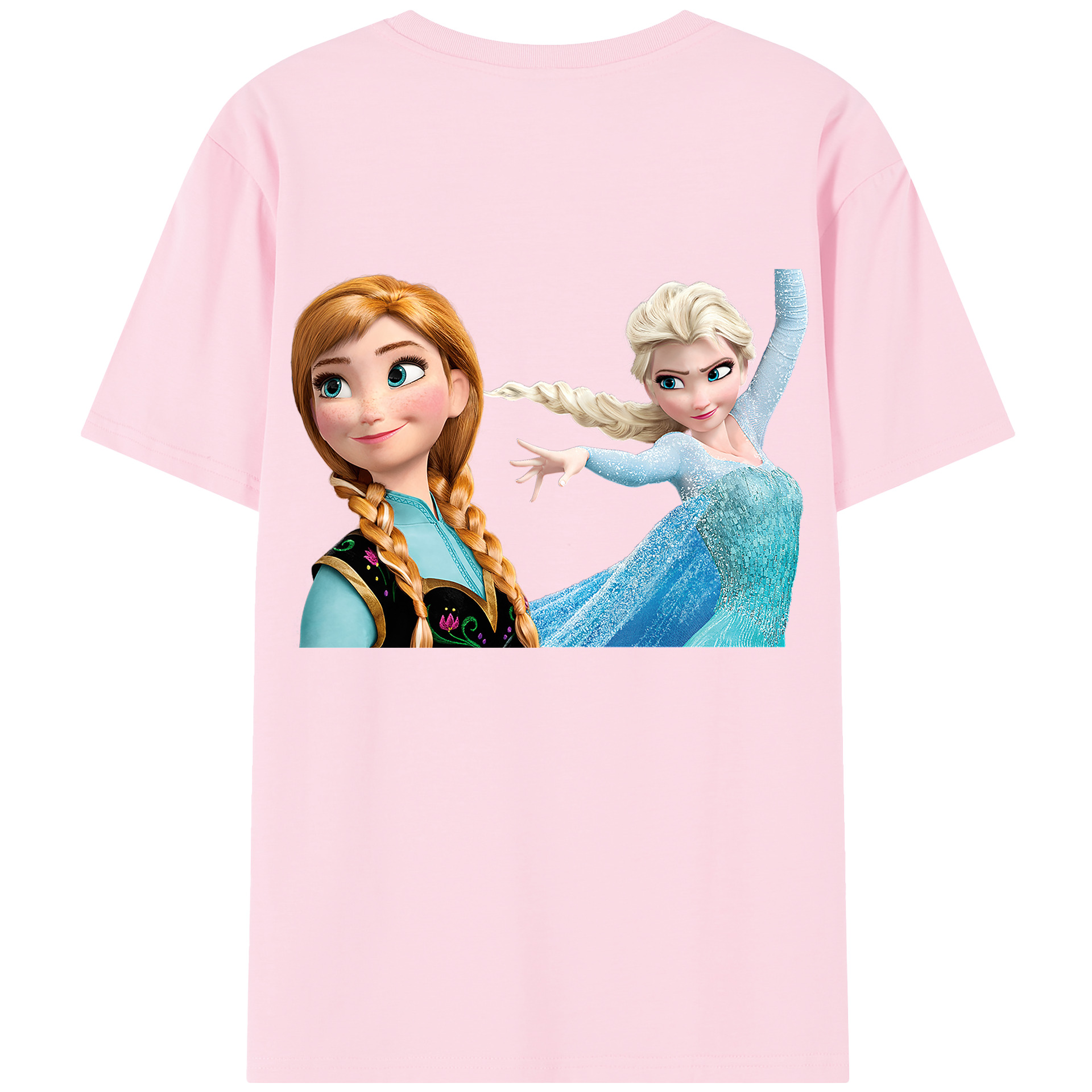 （画像用） アナと雪の女王 アンナ エルサ Frozen Anna Elsa 綿100％半袖Tシャツ（背面プリント）