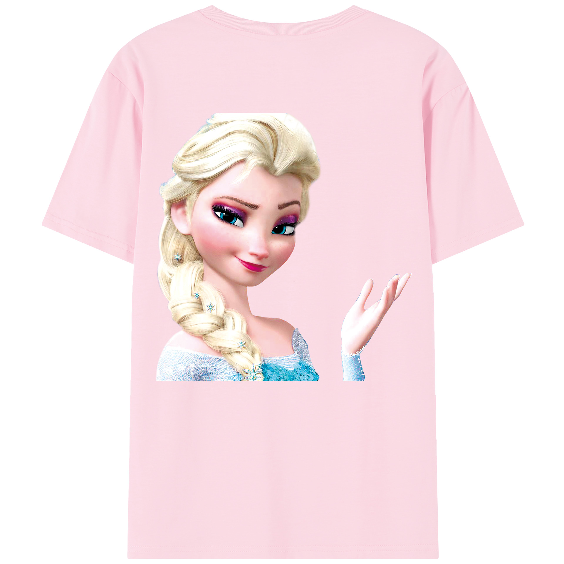 （画像用） アナと雪の女王 アンナ エルサ Frozen Anna Elsa 綿100％半袖Tシャツ（背面プリント）