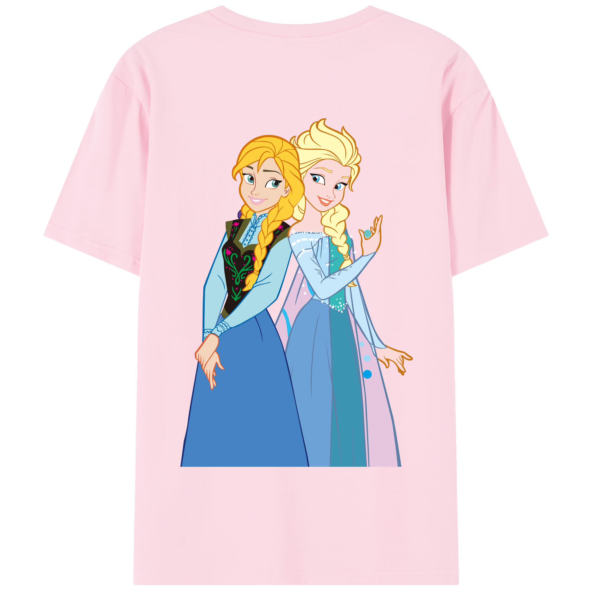 （画像用） アナと雪の女王 アンナ エルサ Frozen Anna Elsa 綿100％半袖Tシャツ（背面プリント）