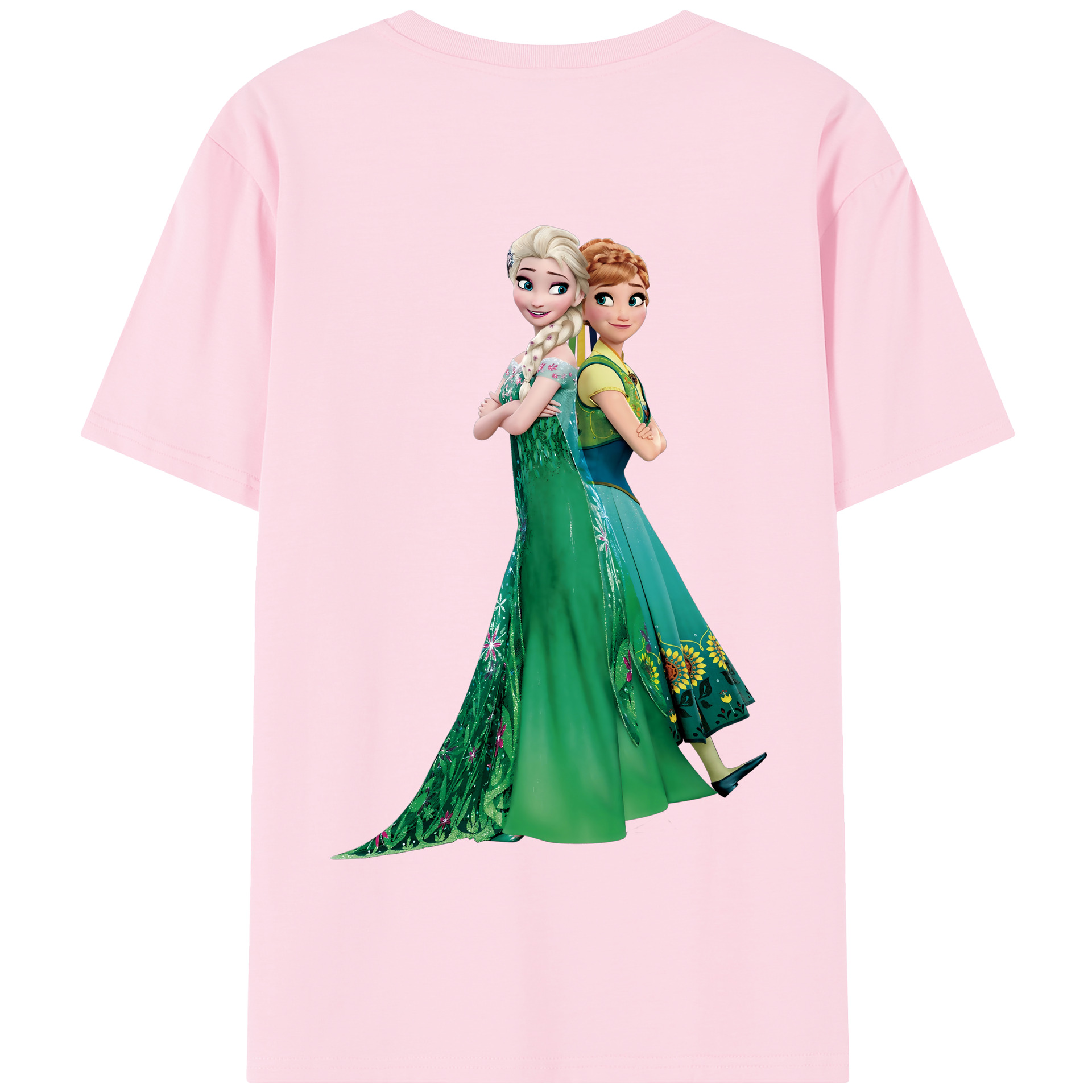 （画像用） アナと雪の女王 アンナ エルサ Frozen Anna Elsa 綿100％半袖Tシャツ（背面プリント）