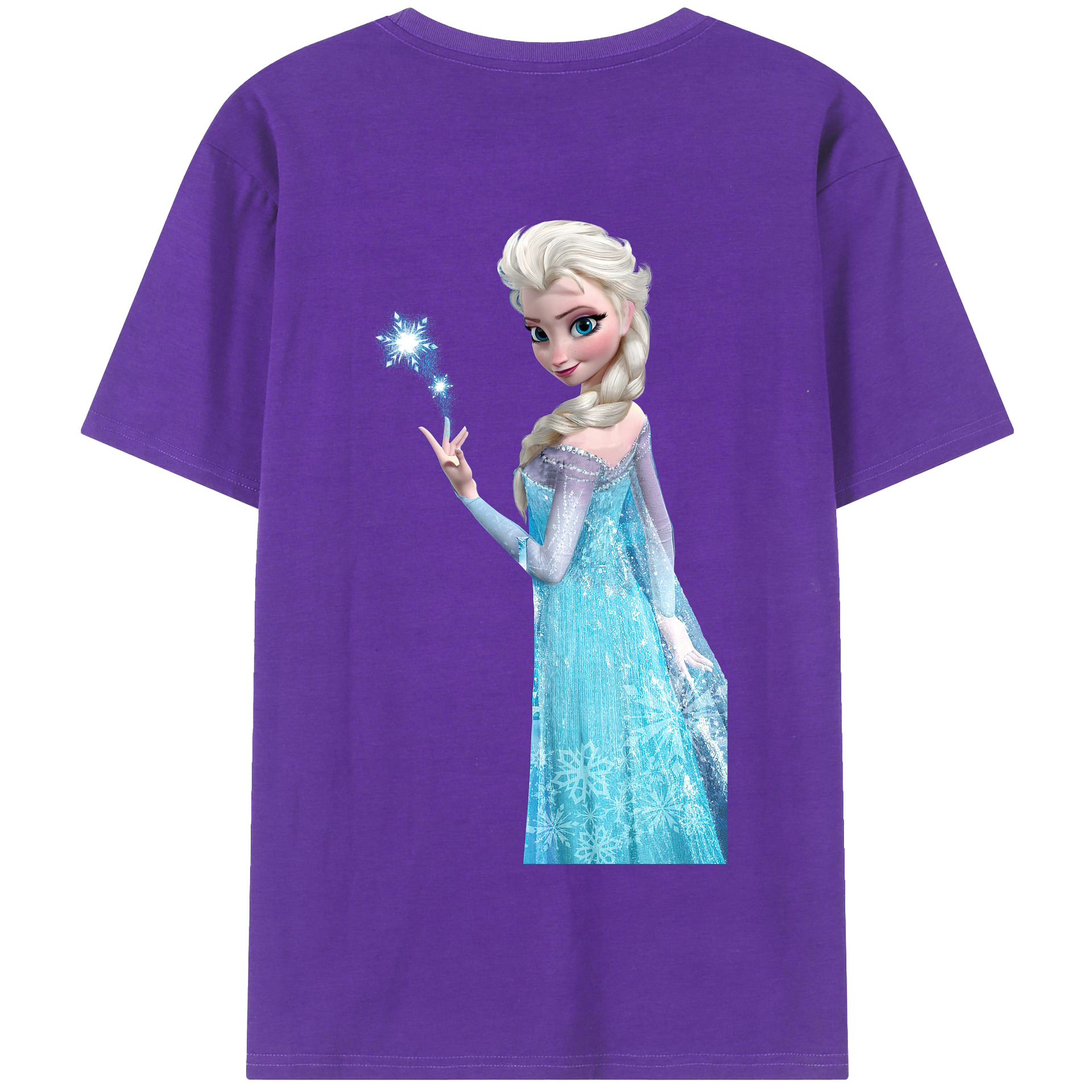 （画像用） アナと雪の女王 アンナ エルサ Frozen Anna Elsa 綿100％半袖Tシャツ（背面プリント）