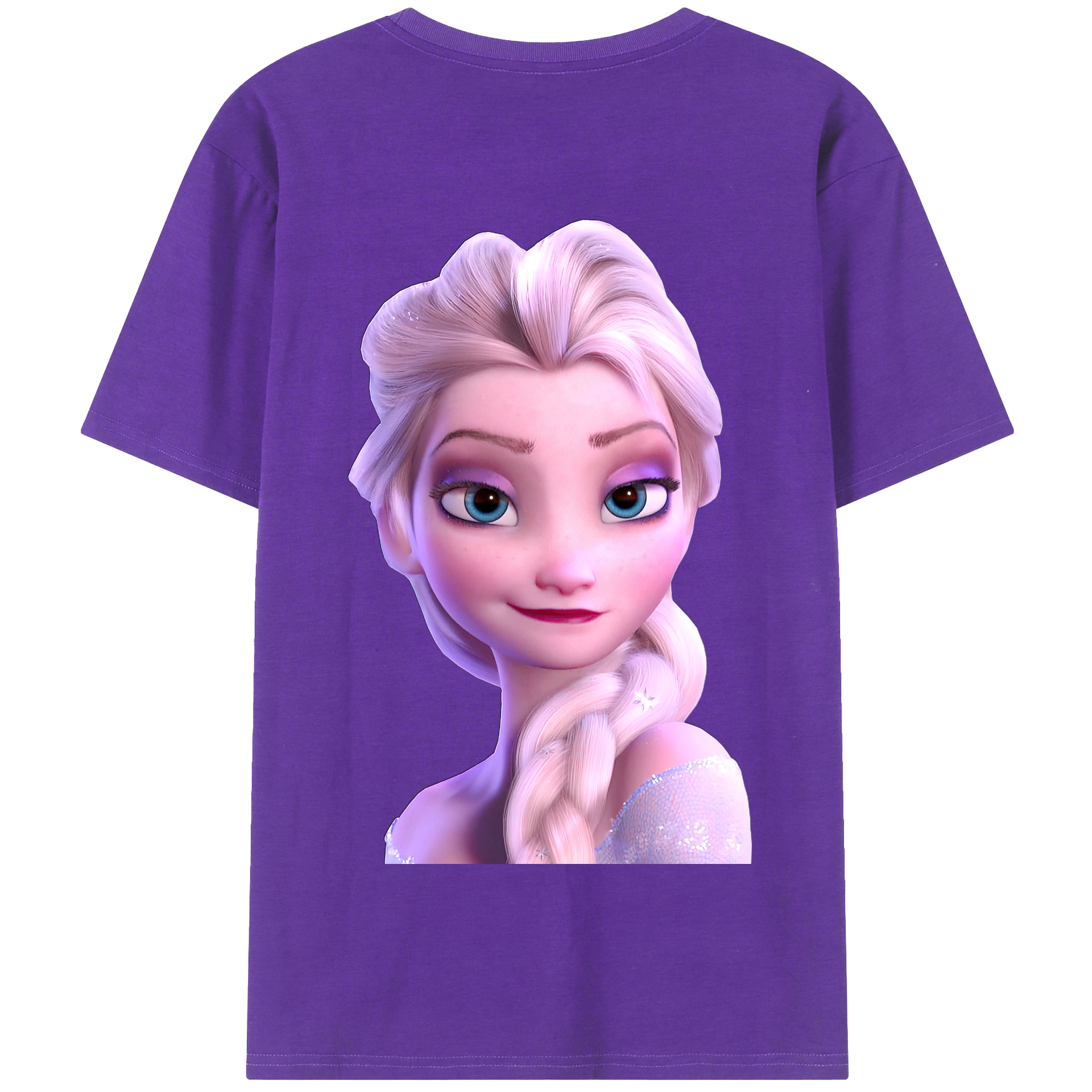 （画像用） アナと雪の女王 アンナ エルサ Frozen Anna Elsa 綿100％半袖Tシャツ（背面プリント）