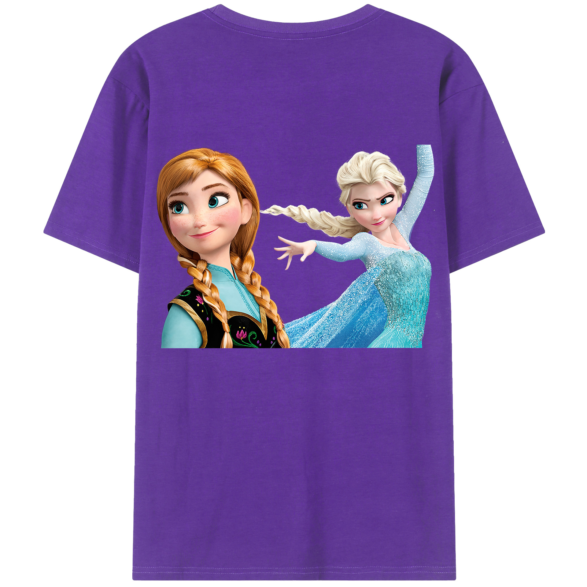 （画像用） アナと雪の女王 アンナ エルサ Frozen Anna Elsa 綿100％半袖Tシャツ（背面プリント）