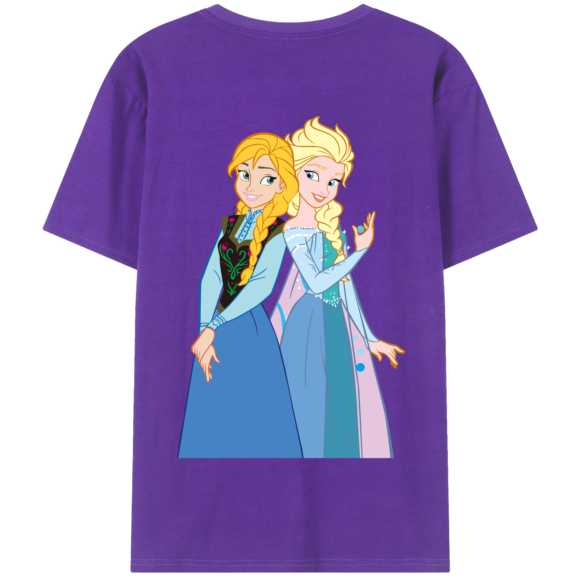 （画像用） アナと雪の女王 アンナ エルサ Frozen Anna Elsa 綿100％半袖Tシャツ（背面プリント）