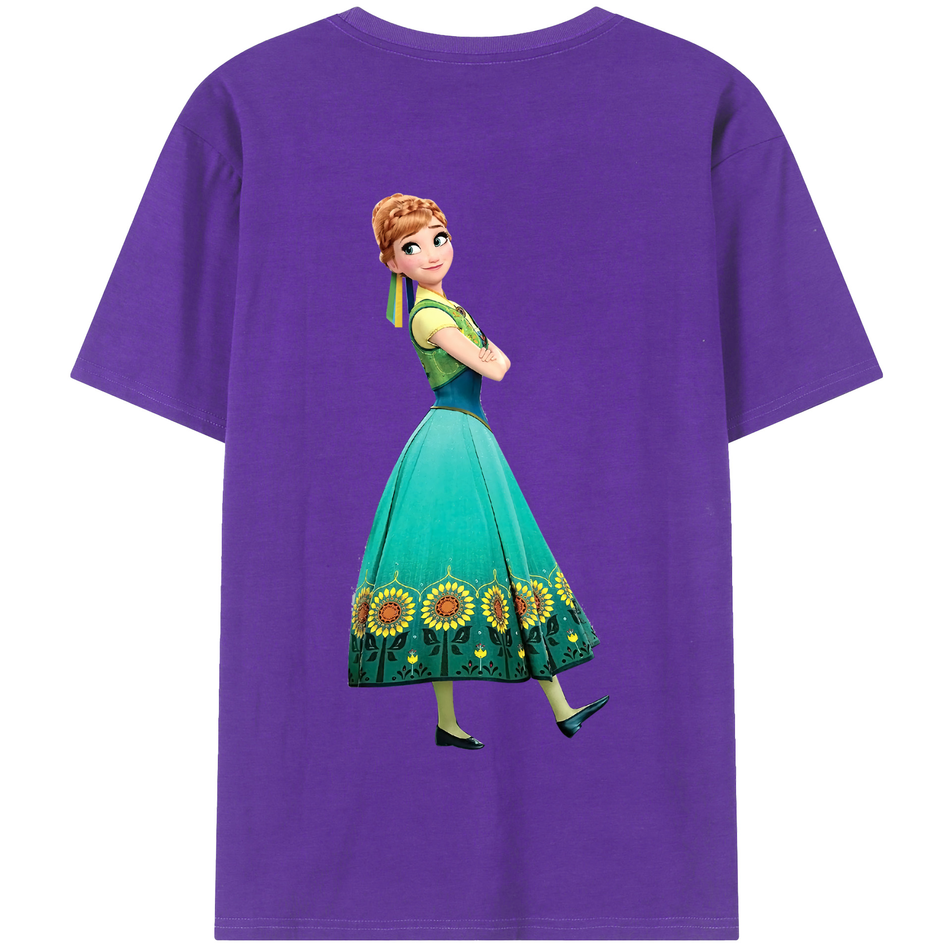 （画像用） アナと雪の女王 アンナ エルサ Frozen Anna Elsa 綿100％半袖Tシャツ（背面プリント）