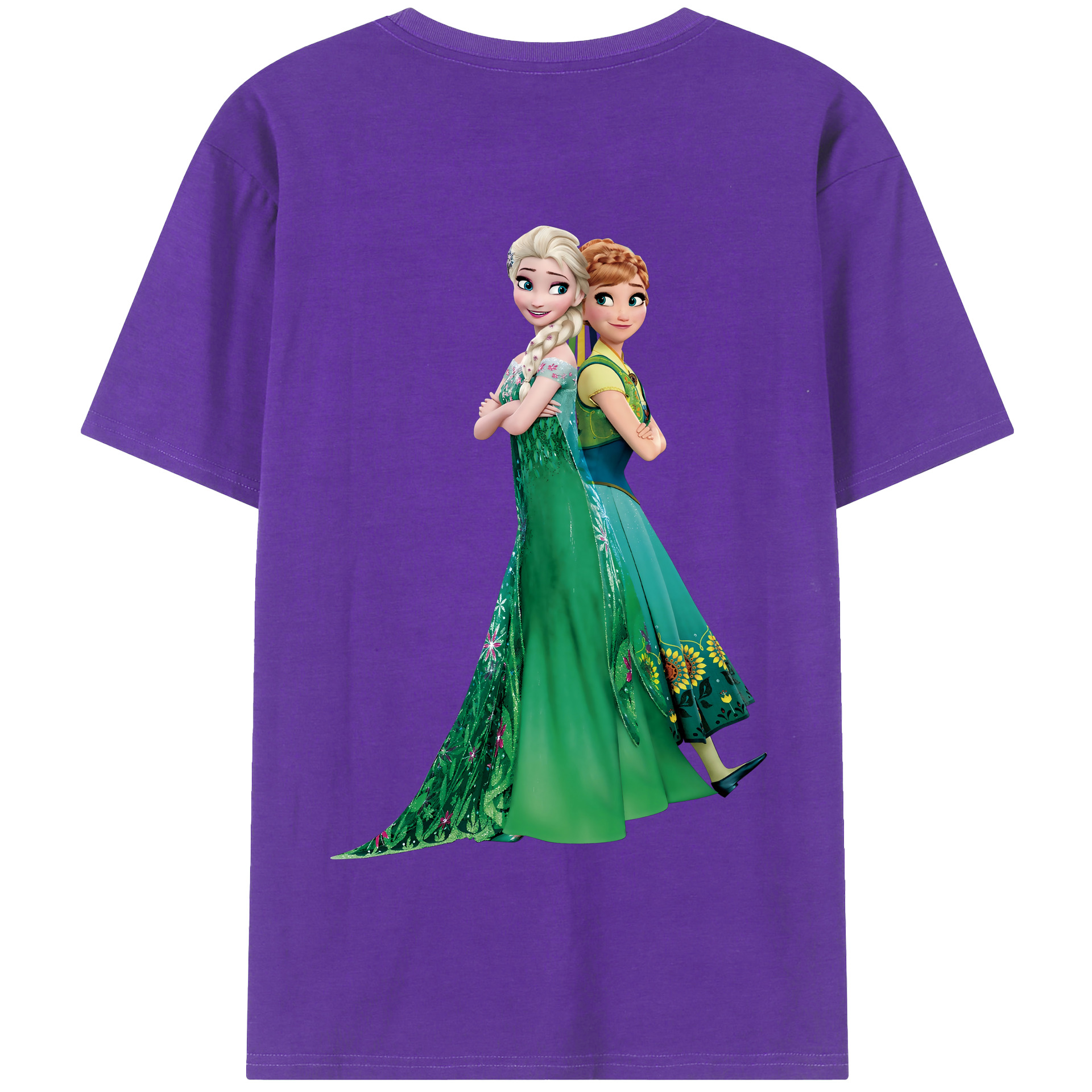 （画像用） アナと雪の女王 アンナ エルサ Frozen Anna Elsa 綿100％半袖Tシャツ（背面プリント）