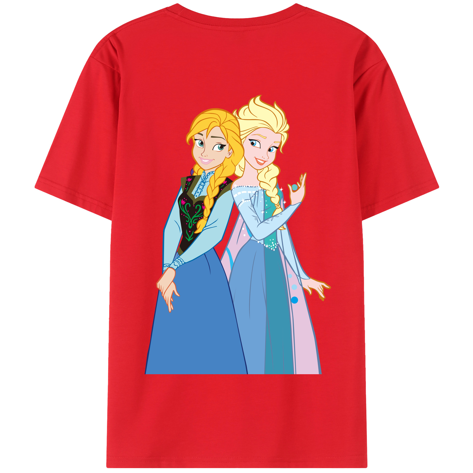 （画像用） アナと雪の女王 アンナ エルサ Frozen Anna Elsa 綿100％半袖Tシャツ（背面プリント）