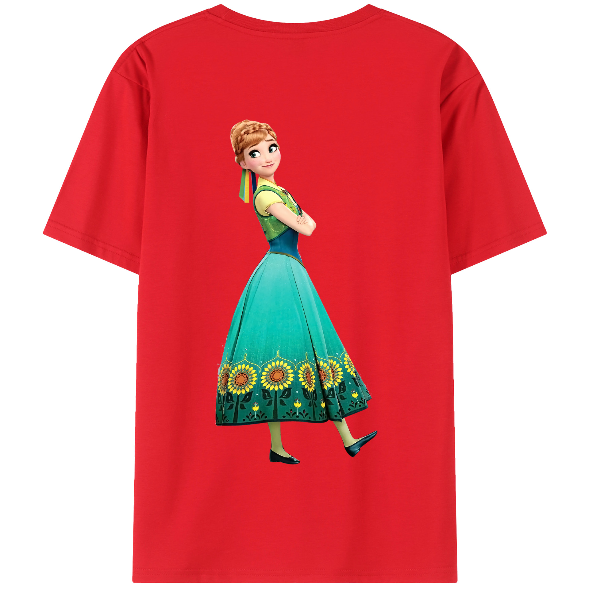 （画像用） アナと雪の女王 アンナ エルサ Frozen Anna Elsa 綿100％半袖Tシャツ（背面プリント）