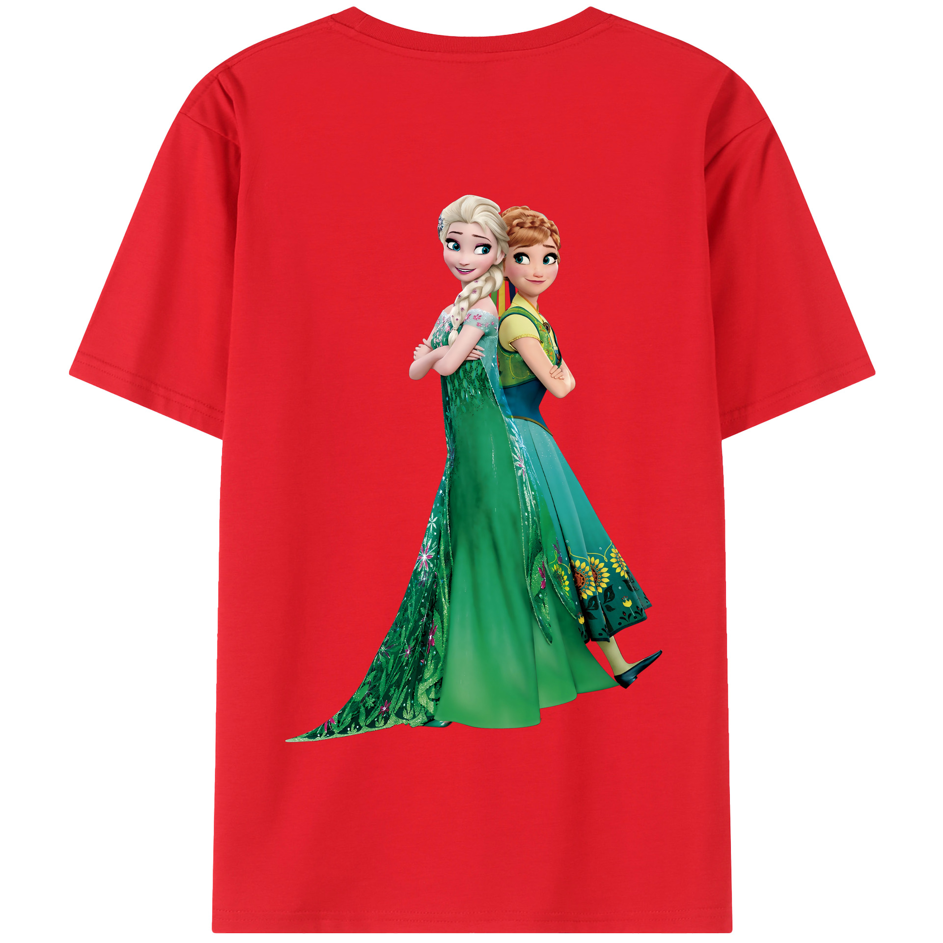 （画像用） アナと雪の女王 アンナ エルサ Frozen Anna Elsa 綿100％半袖Tシャツ（背面プリント）