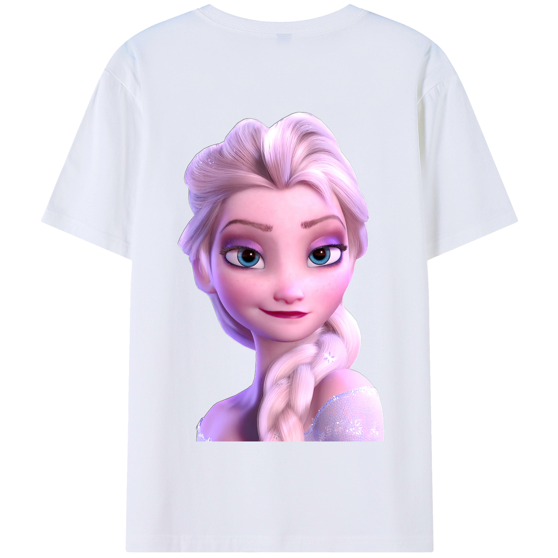 （画像用） アナと雪の女王 アンナ エルサ Frozen Anna Elsa 綿100％半袖Tシャツ（背面プリント）