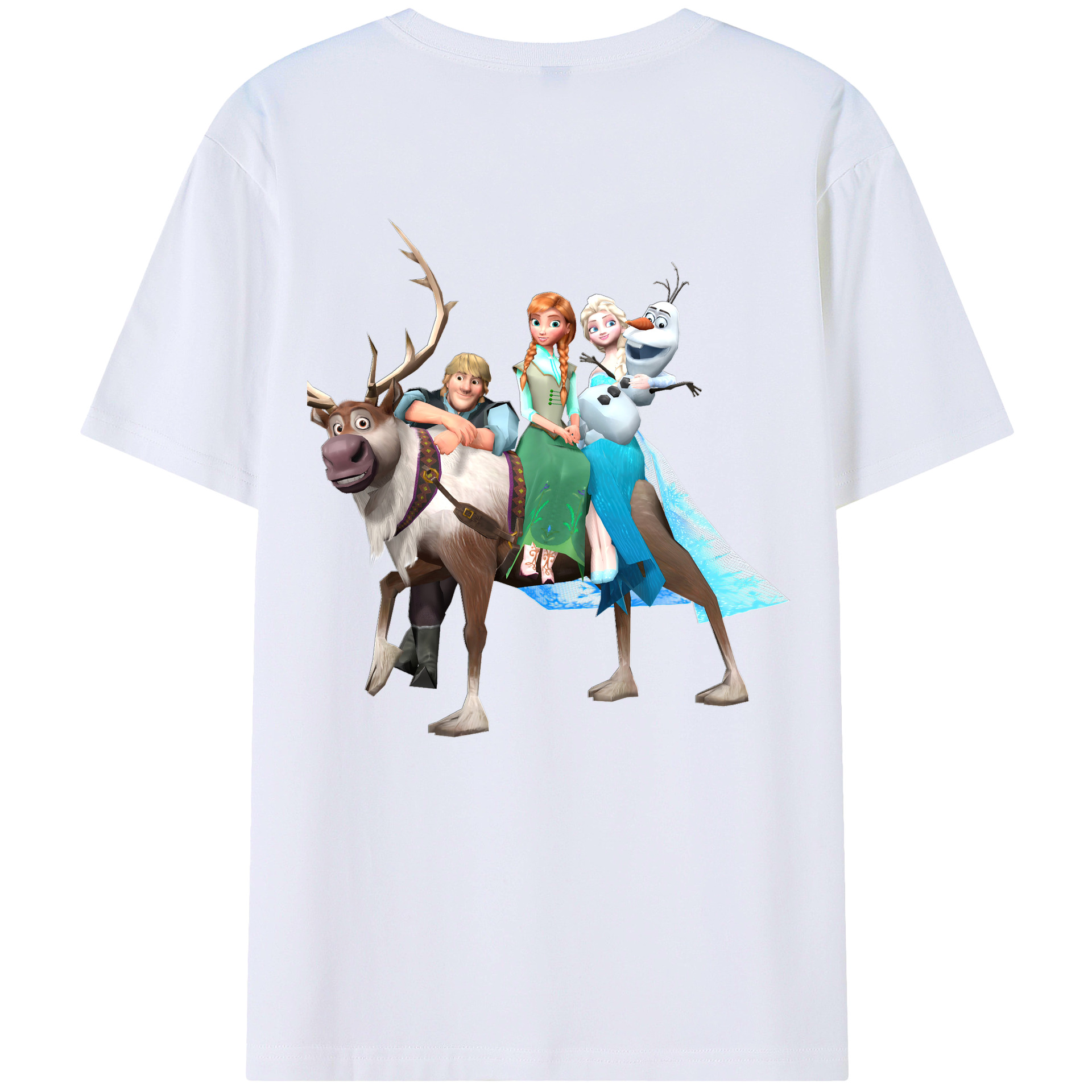 （画像用） アナと雪の女王 アンナ エルサ Frozen Anna Elsa 綿100％半袖Tシャツ（背面プリント）