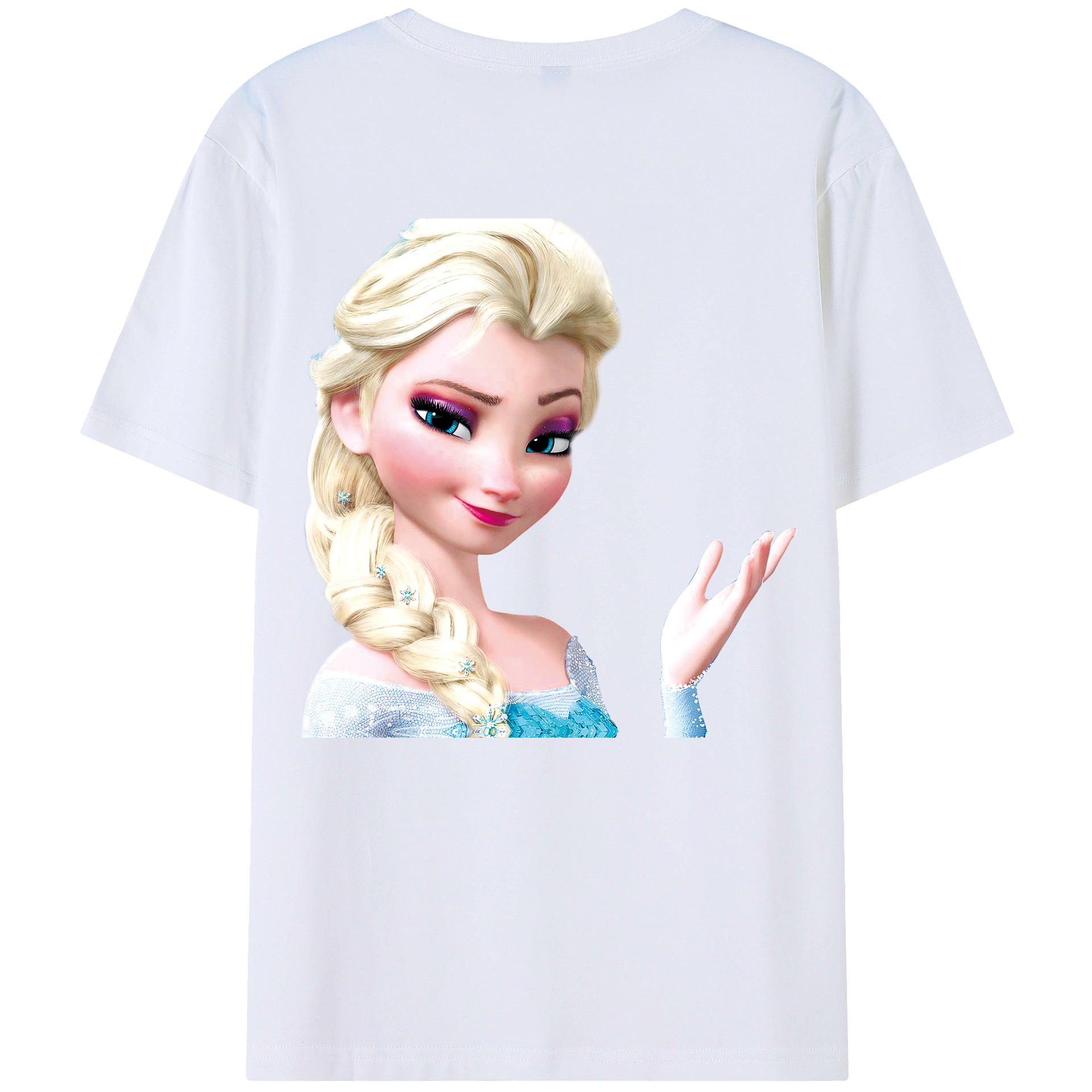 （画像用） アナと雪の女王 アンナ エルサ Frozen Anna Elsa 綿100％半袖Tシャツ（背面プリント）