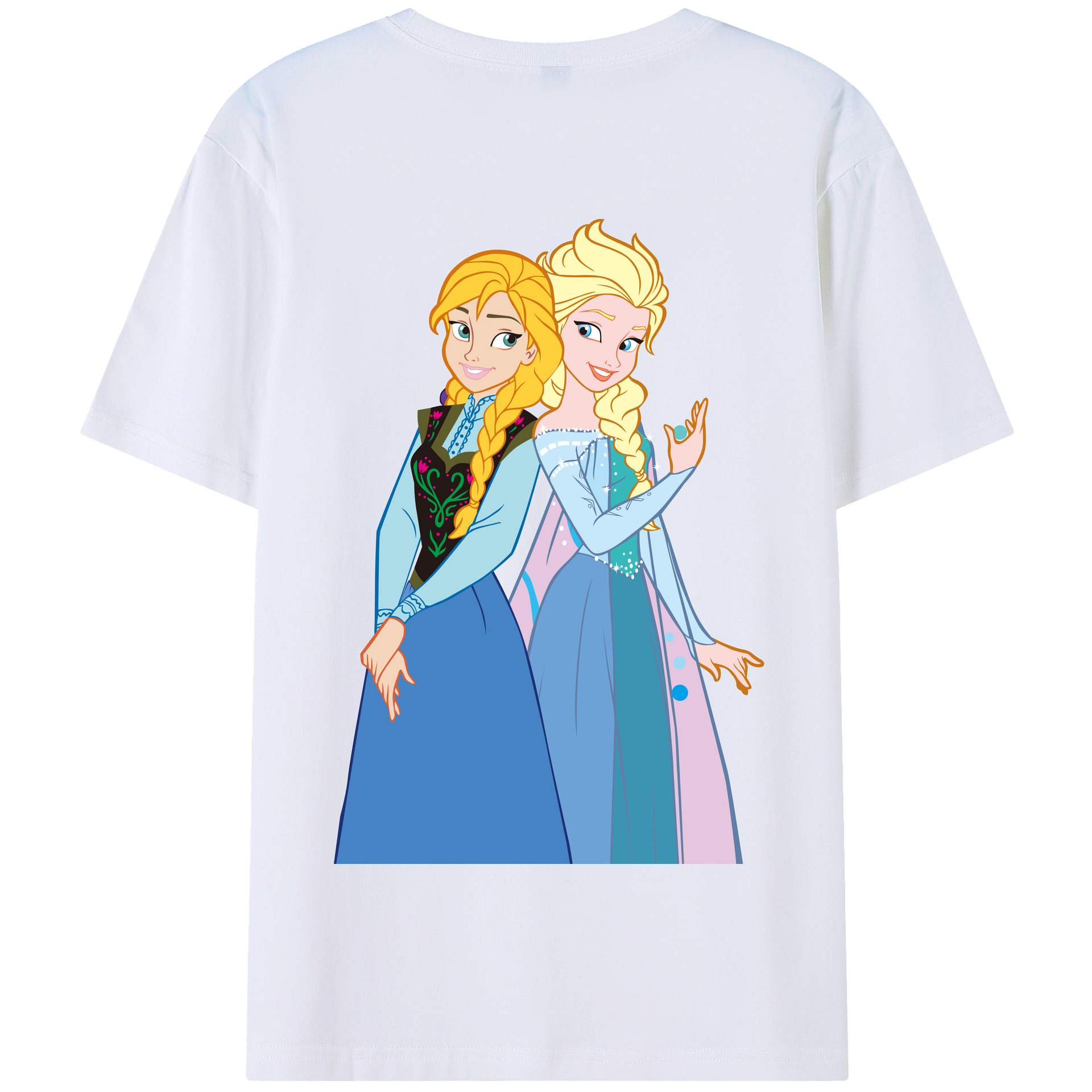 （画像用） アナと雪の女王 アンナ エルサ Frozen Anna Elsa 綿100％半袖Tシャツ（背面プリント）