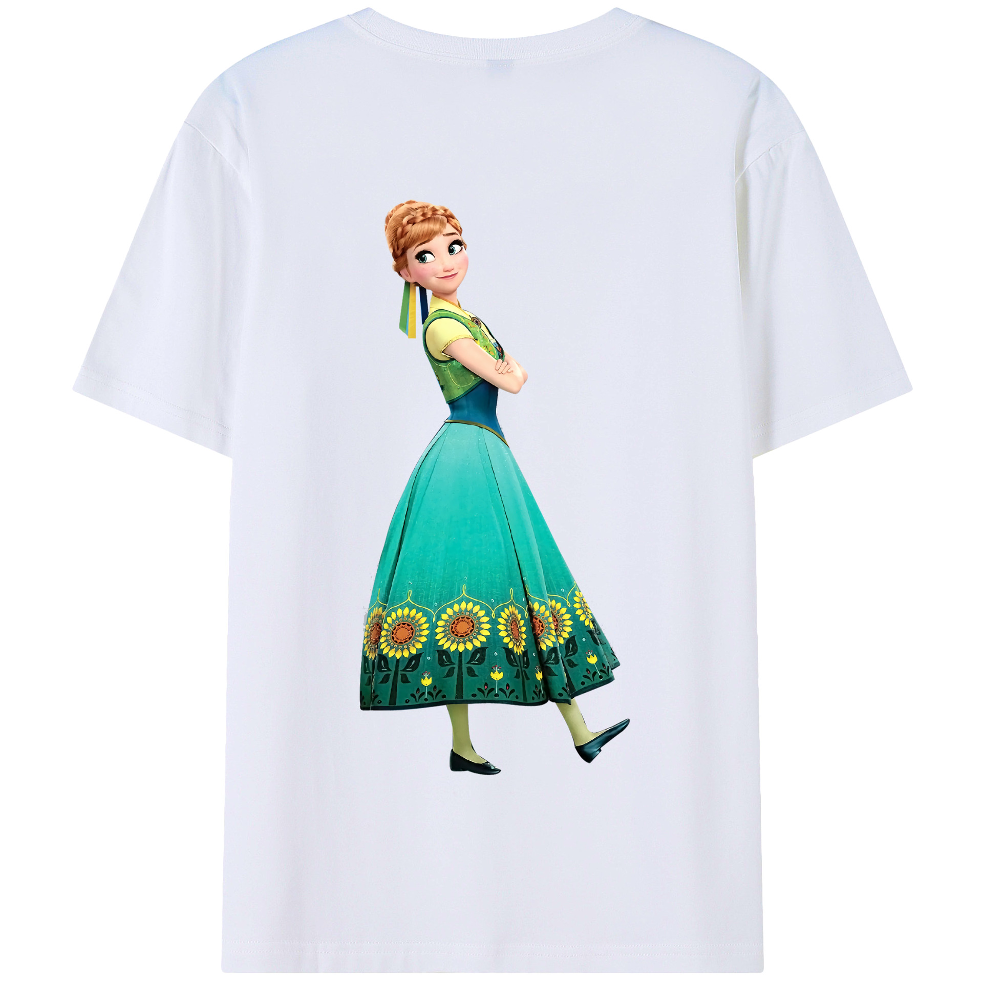 （画像用） アナと雪の女王 アンナ エルサ Frozen Anna Elsa 綿100％半袖Tシャツ（背面プリント）
