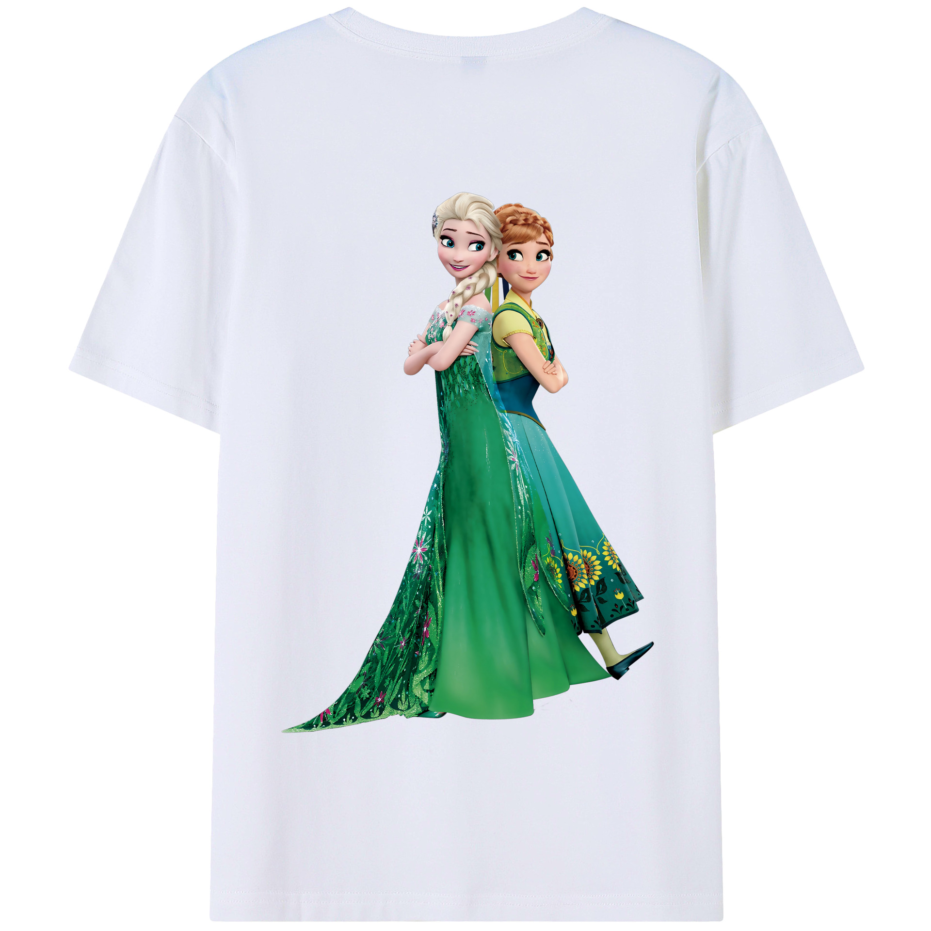 （画像用） アナと雪の女王 アンナ エルサ Frozen Anna Elsa 綿100％半袖Tシャツ（背面プリント）
