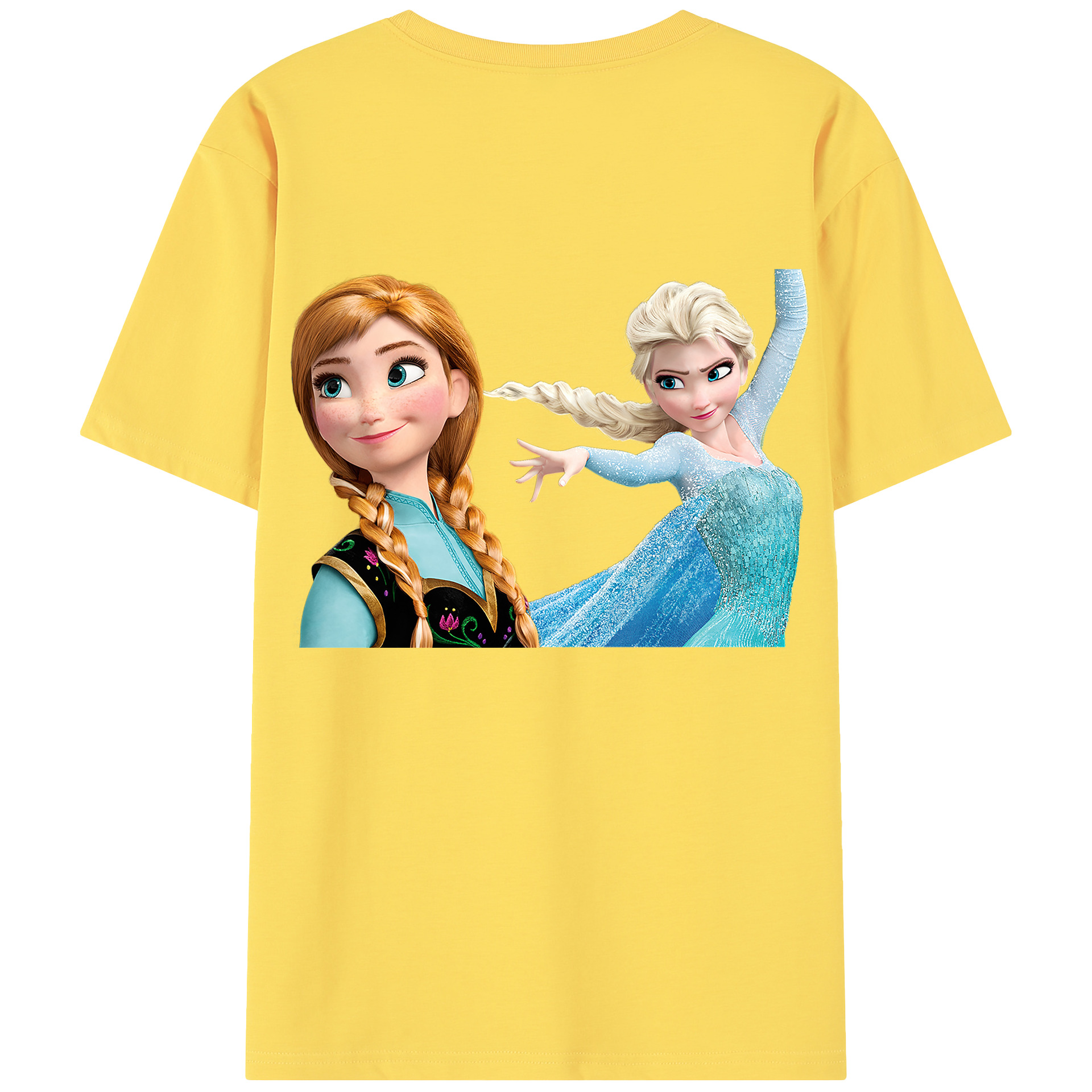 （画像用） アナと雪の女王 アンナ エルサ Frozen Anna Elsa 綿100％半袖Tシャツ（背面プリント）