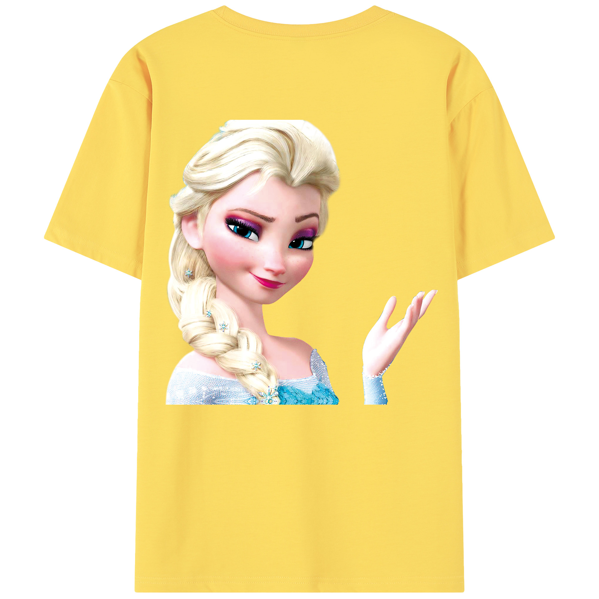 （画像用） アナと雪の女王 アンナ エルサ Frozen Anna Elsa 綿100％半袖Tシャツ（背面プリント）