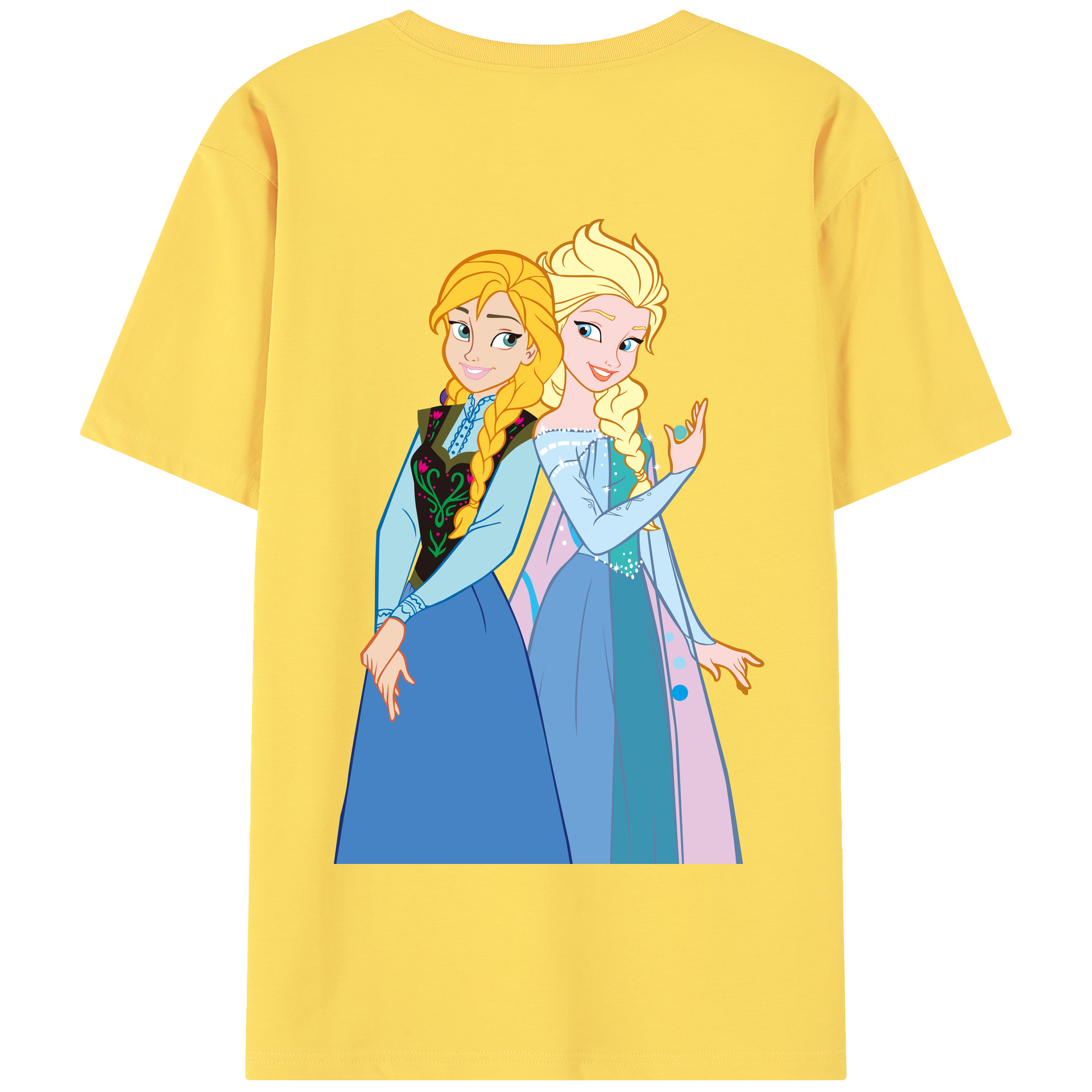 （画像用） アナと雪の女王 アンナ エルサ Frozen Anna Elsa 綿100％半袖Tシャツ（背面プリント）