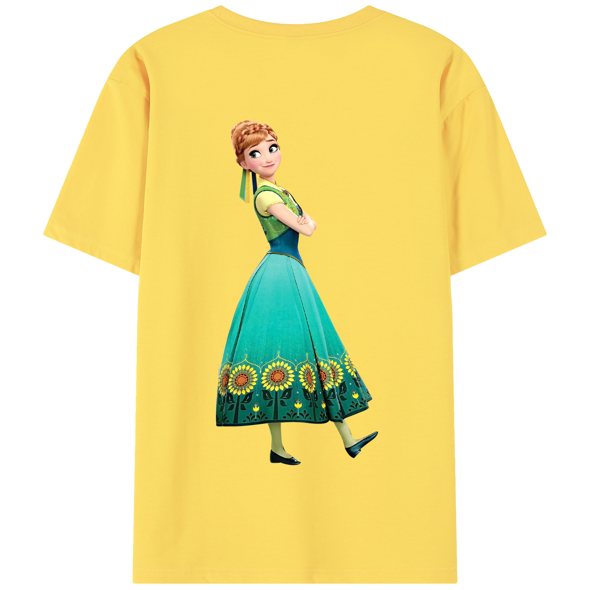 （画像用） アナと雪の女王 アンナ エルサ Frozen Anna Elsa 綿100％半袖Tシャツ（背面プリント）