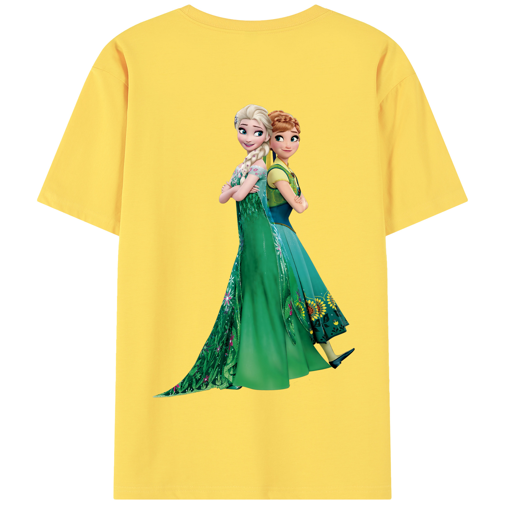 （画像用） アナと雪の女王 アンナ エルサ Frozen Anna Elsa 綿100％半袖Tシャツ（背面プリント）