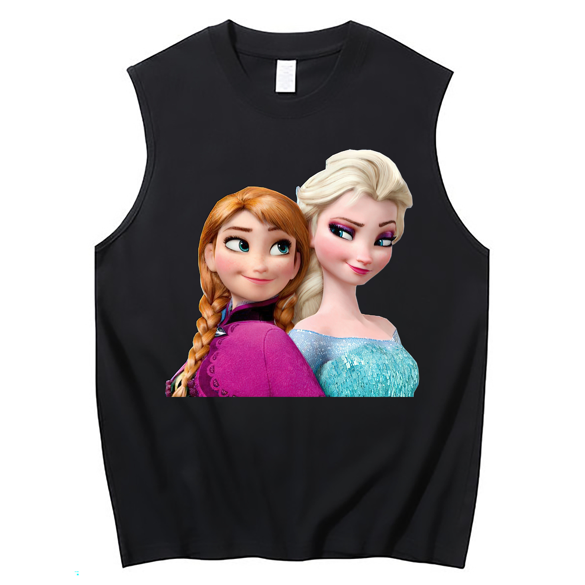 （画像用） アナと雪の女王 アンナ エルサ Frozen Anna Elsa コットン100％タンクトップ（フロントプリント）