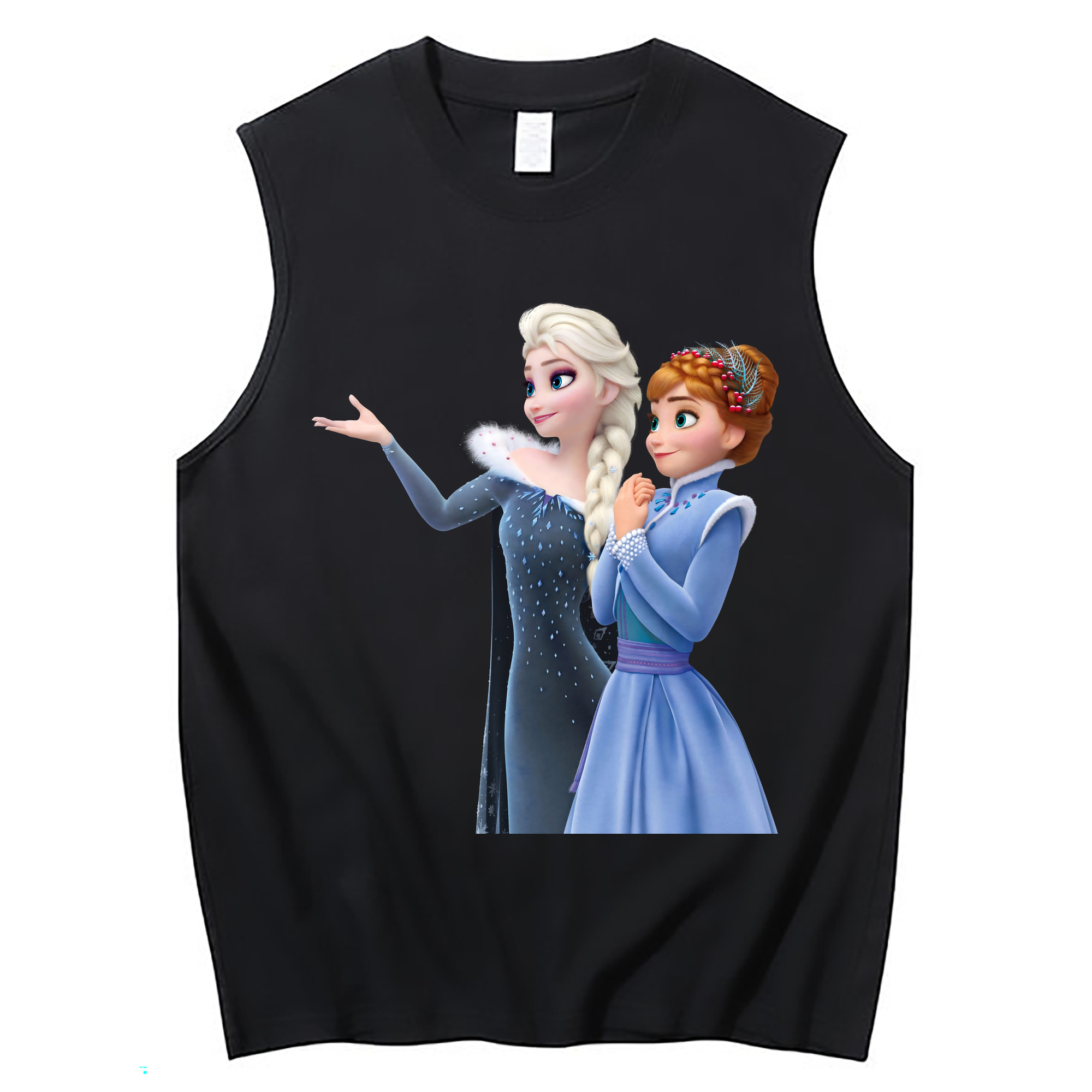 （画像用） アナと雪の女王 アンナ エルサ Frozen Anna Elsa コットン100％タンクトップ（フロントプリント）