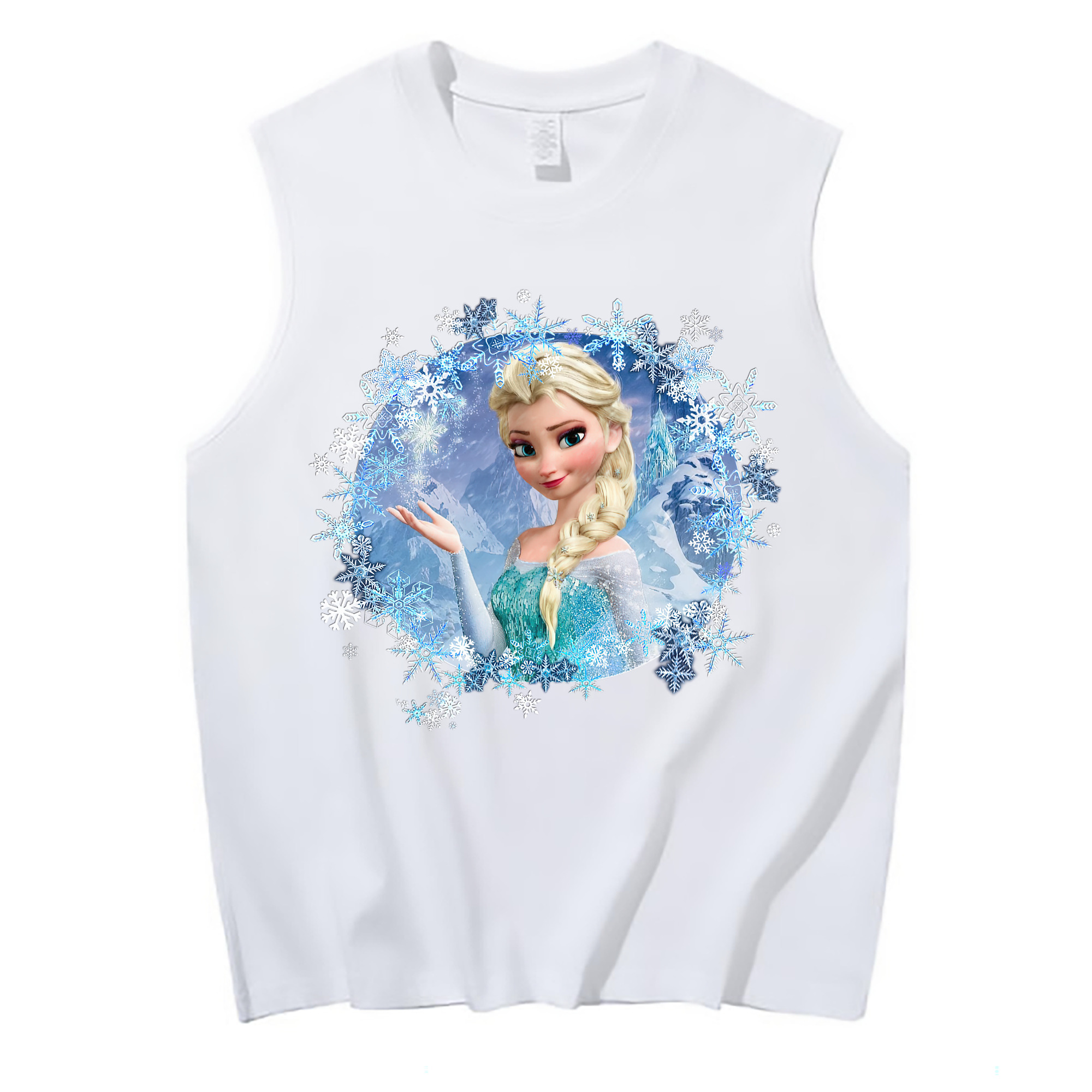 （画像用） アナと雪の女王 アンナ エルサ Frozen Anna Elsa コットン100％タンクトップ（フロントプリント）