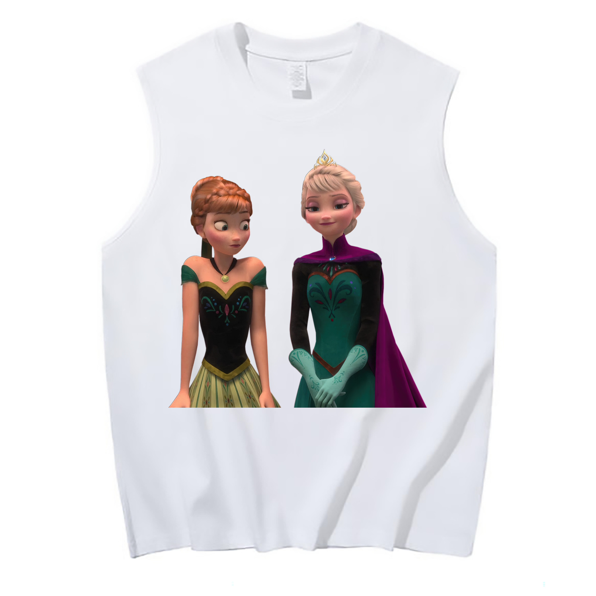 （画像用） アナと雪の女王 アンナ エルサ Frozen Anna Elsa コットン100％タンクトップ（フロントプリント）