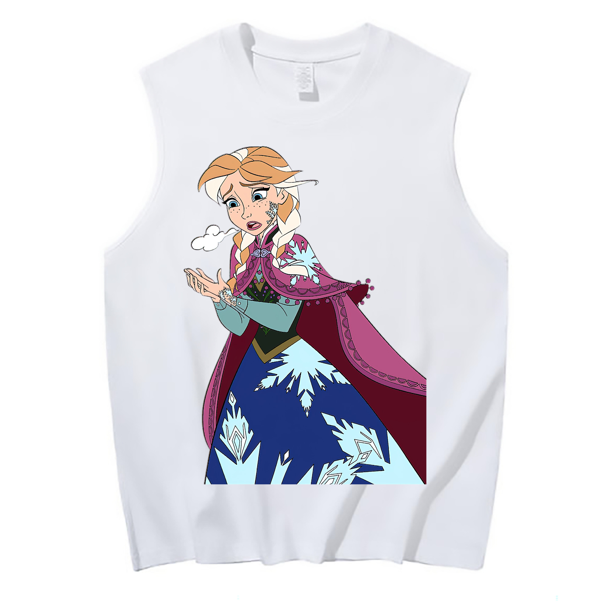 （画像用） アナと雪の女王 アンナ エルサ Frozen Anna Elsa コットン100％タンクトップ（フロントプリント）