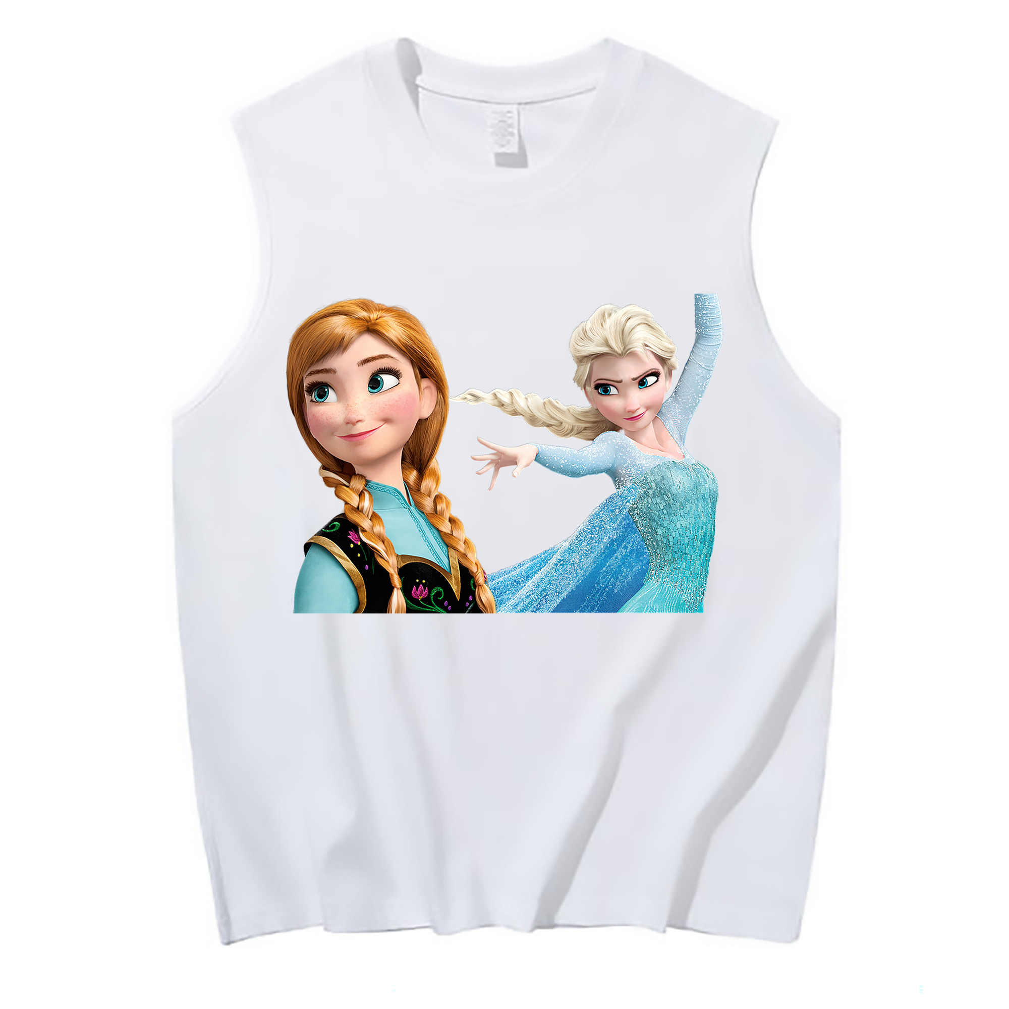 （画像用） アナと雪の女王 アンナ エルサ Frozen Anna Elsa コットン100％タンクトップ（フロントプリント）
