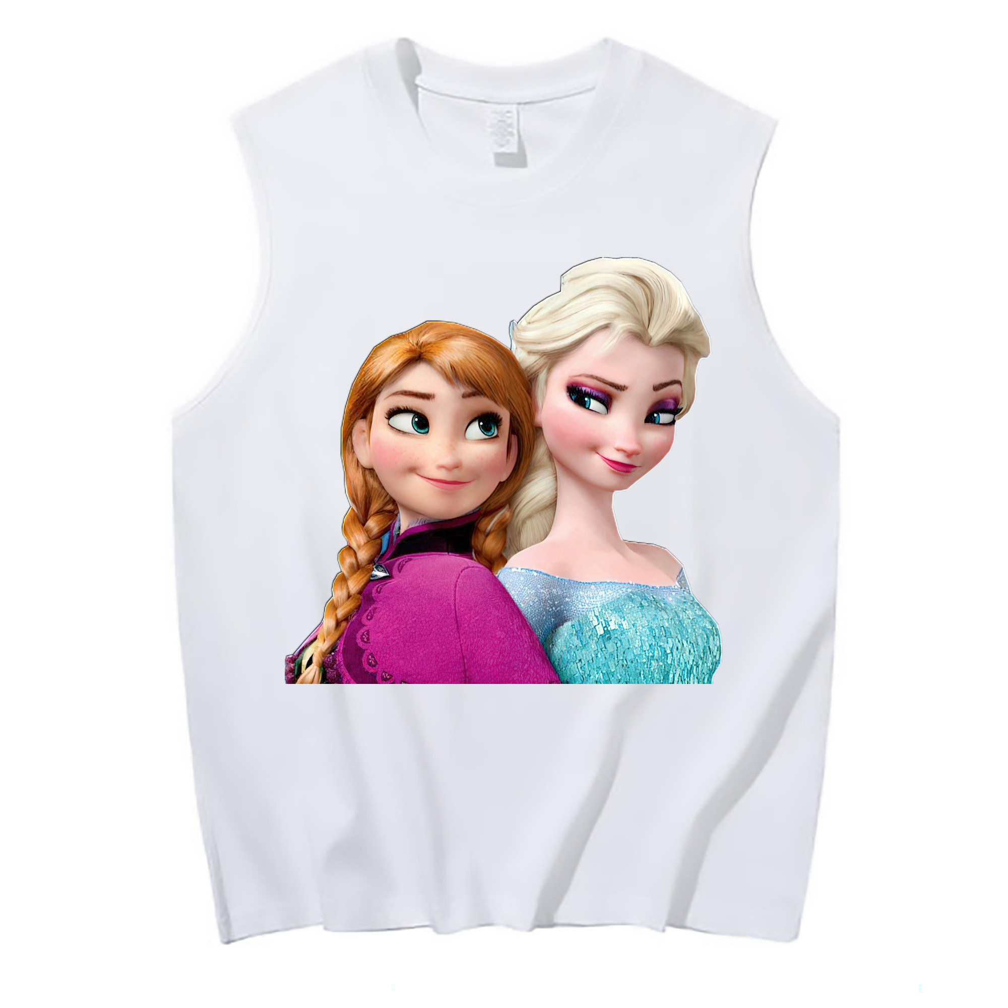 （画像用） アナと雪の女王 アンナ エルサ Frozen Anna Elsa コットン100％タンクトップ（フロントプリント）