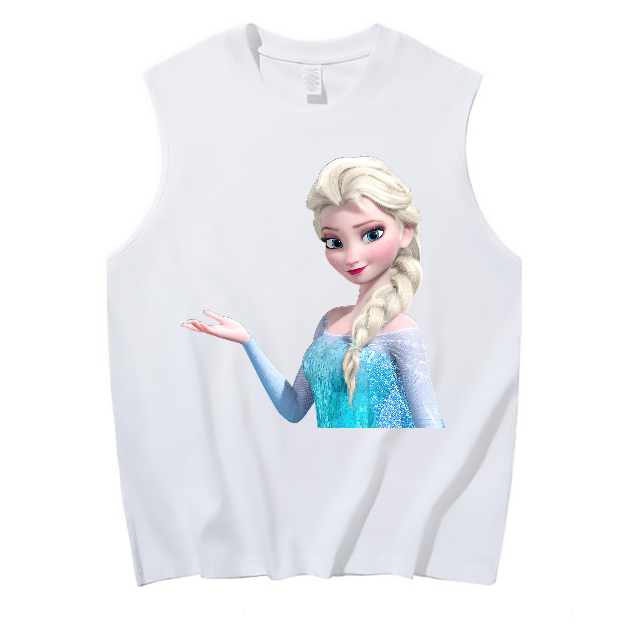 （画像用） アナと雪の女王 アンナ エルサ Frozen Anna Elsa コットン100％タンクトップ（フロントプリント）
