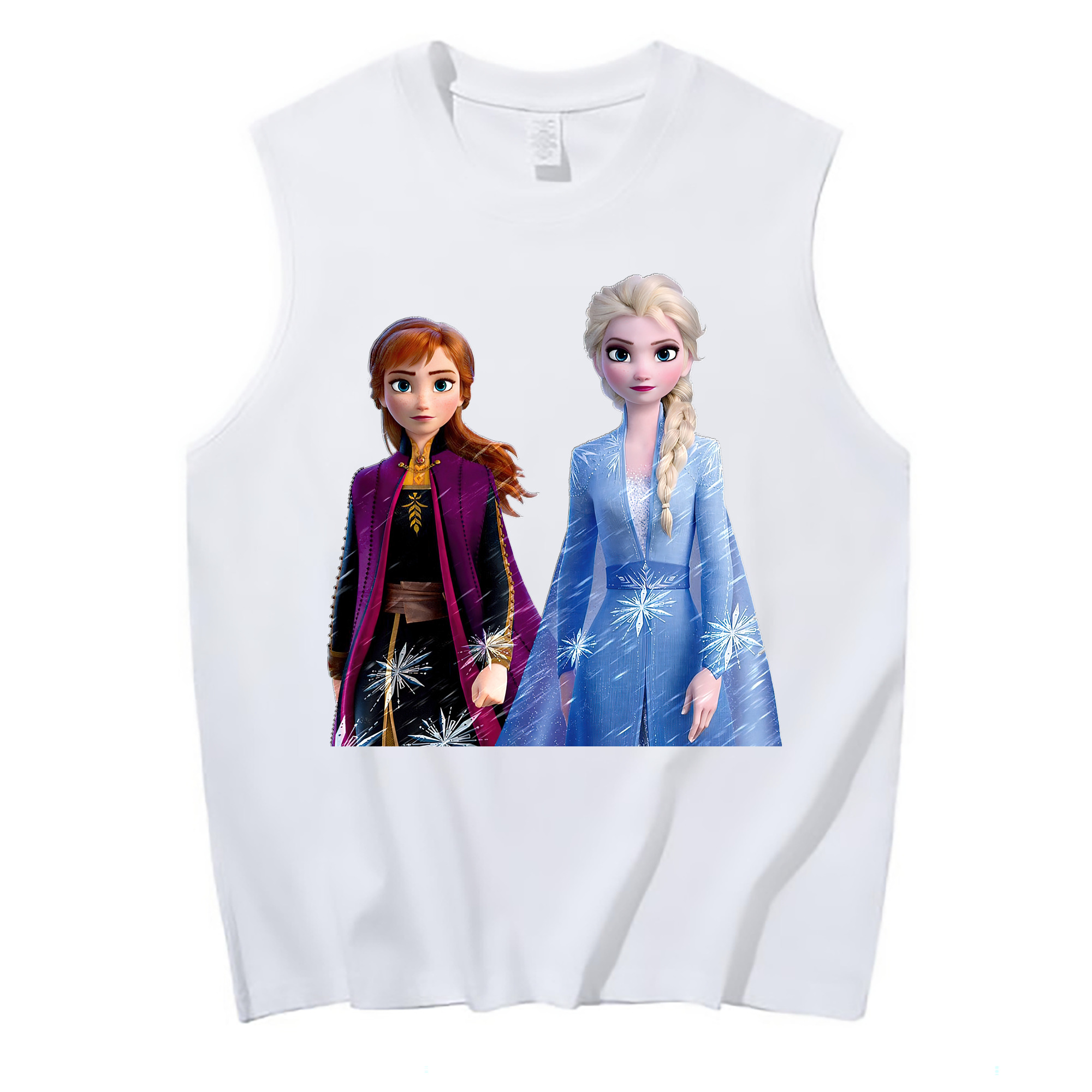 （画像用） アナと雪の女王 アンナ エルサ Frozen Anna Elsa コットン100％タンクトップ（フロントプリント）