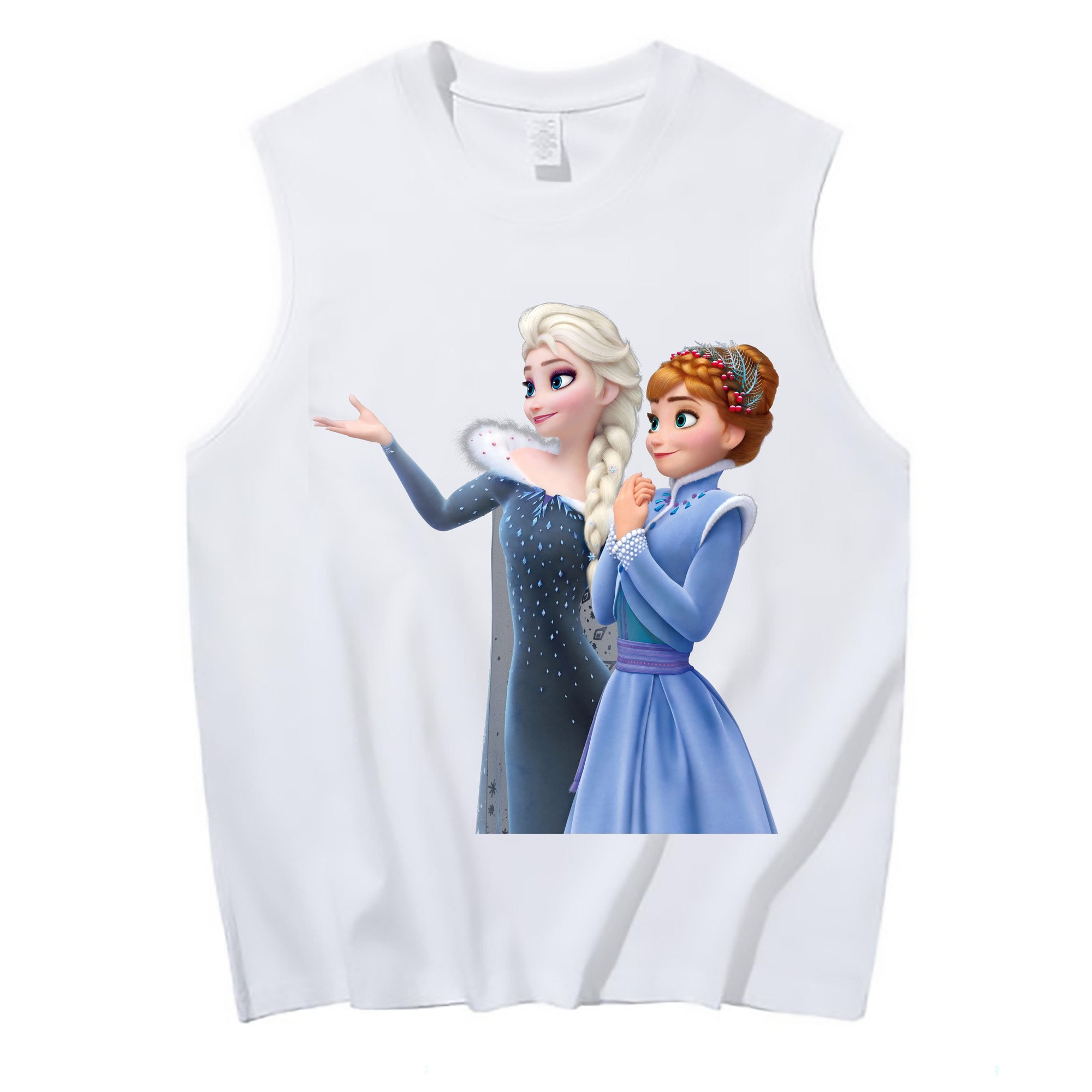 （画像用） アナと雪の女王 アンナ エルサ Frozen Anna Elsa コットン100％タンクトップ（フロントプリント）