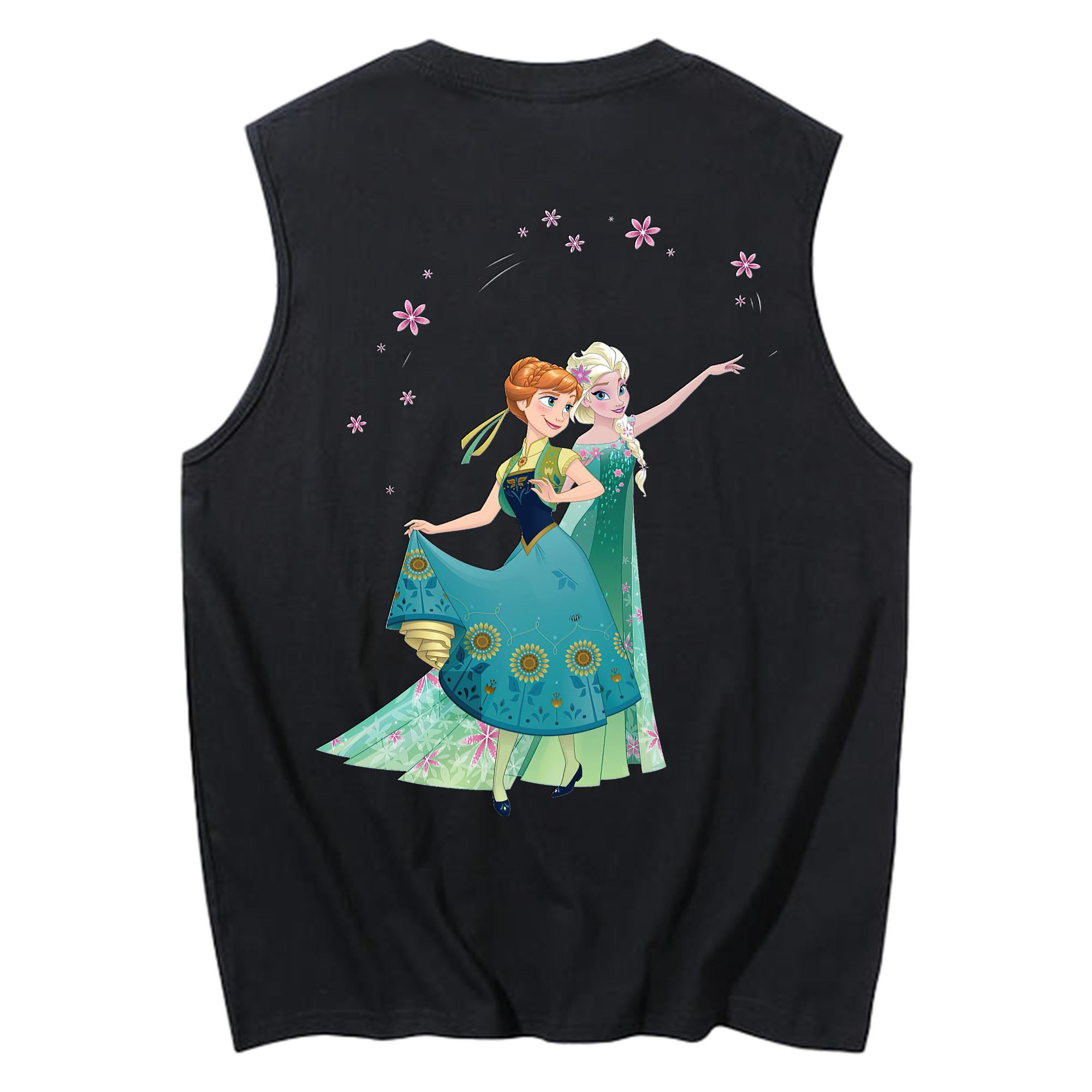 （画像用） アナと雪の女王 アンナ エルサ Frozen Anna Elsa コットン100％タンクトップ（背面プリント）