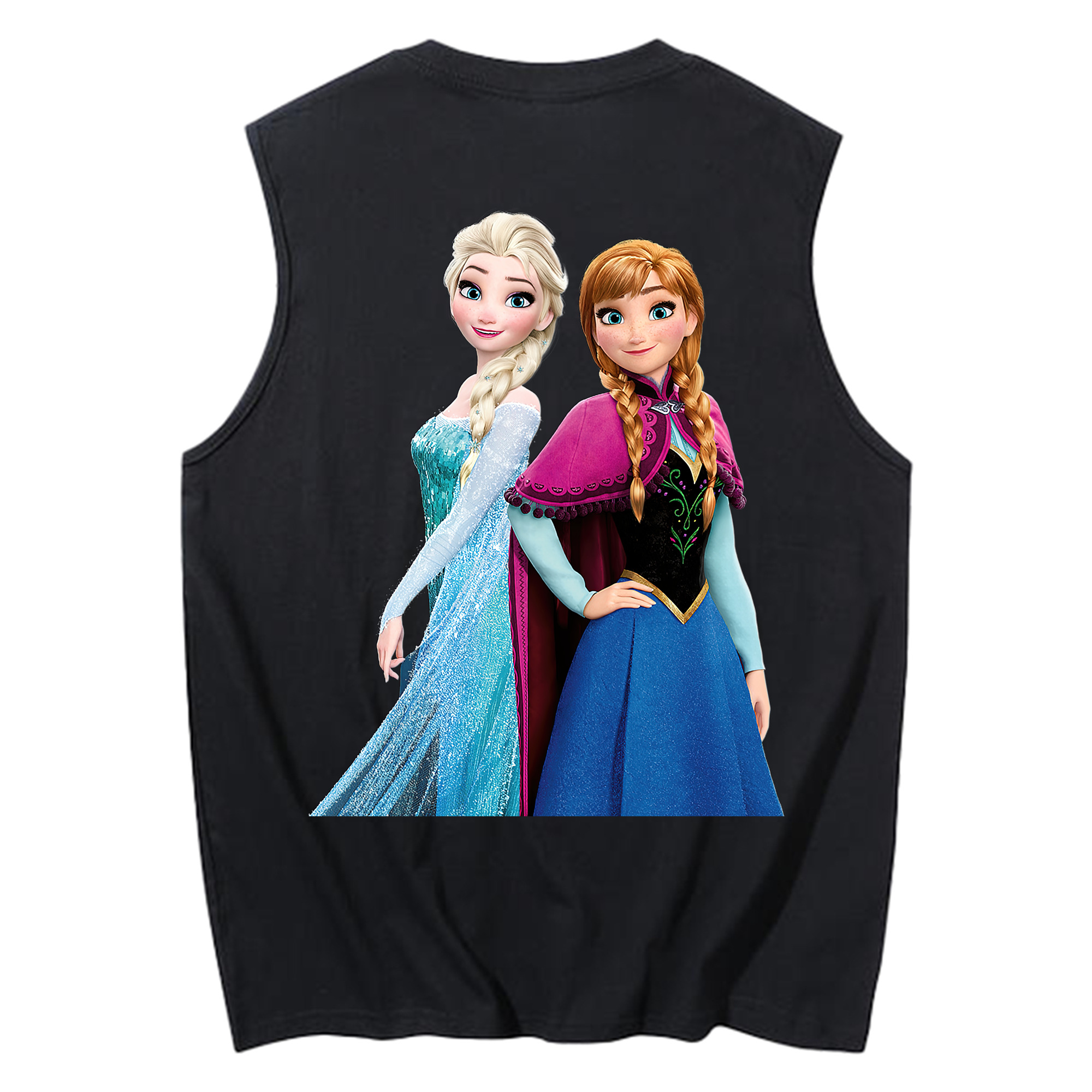 （画像用） アナと雪の女王 アンナ エルサ Frozen Anna Elsa コットン100％タンクトップ（背面プリント）