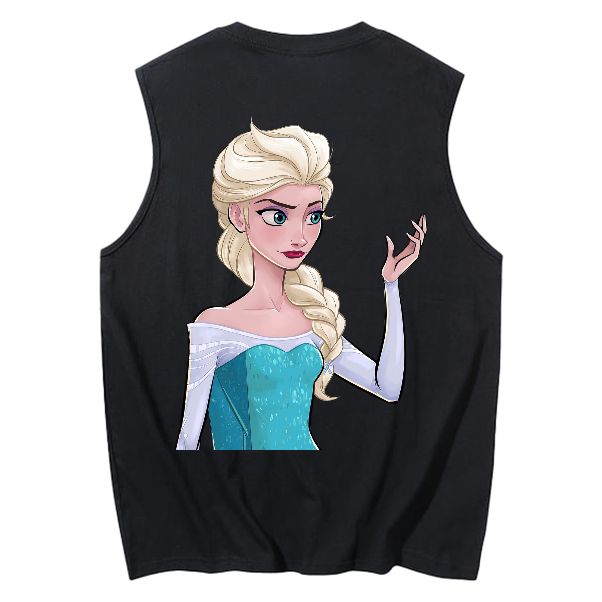 （画像用） アナと雪の女王 アンナ エルサ Frozen Anna Elsa コットン100％タンクトップ（背面プリント）