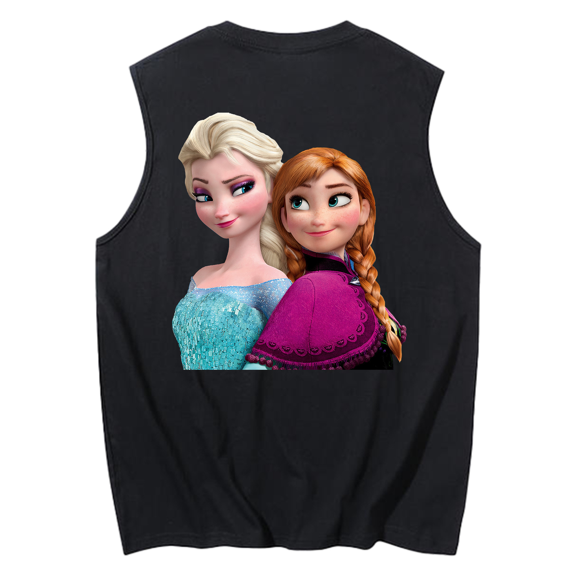 （画像用） アナと雪の女王 アンナ エルサ Frozen Anna Elsa コットン100％タンクトップ（背面プリント）