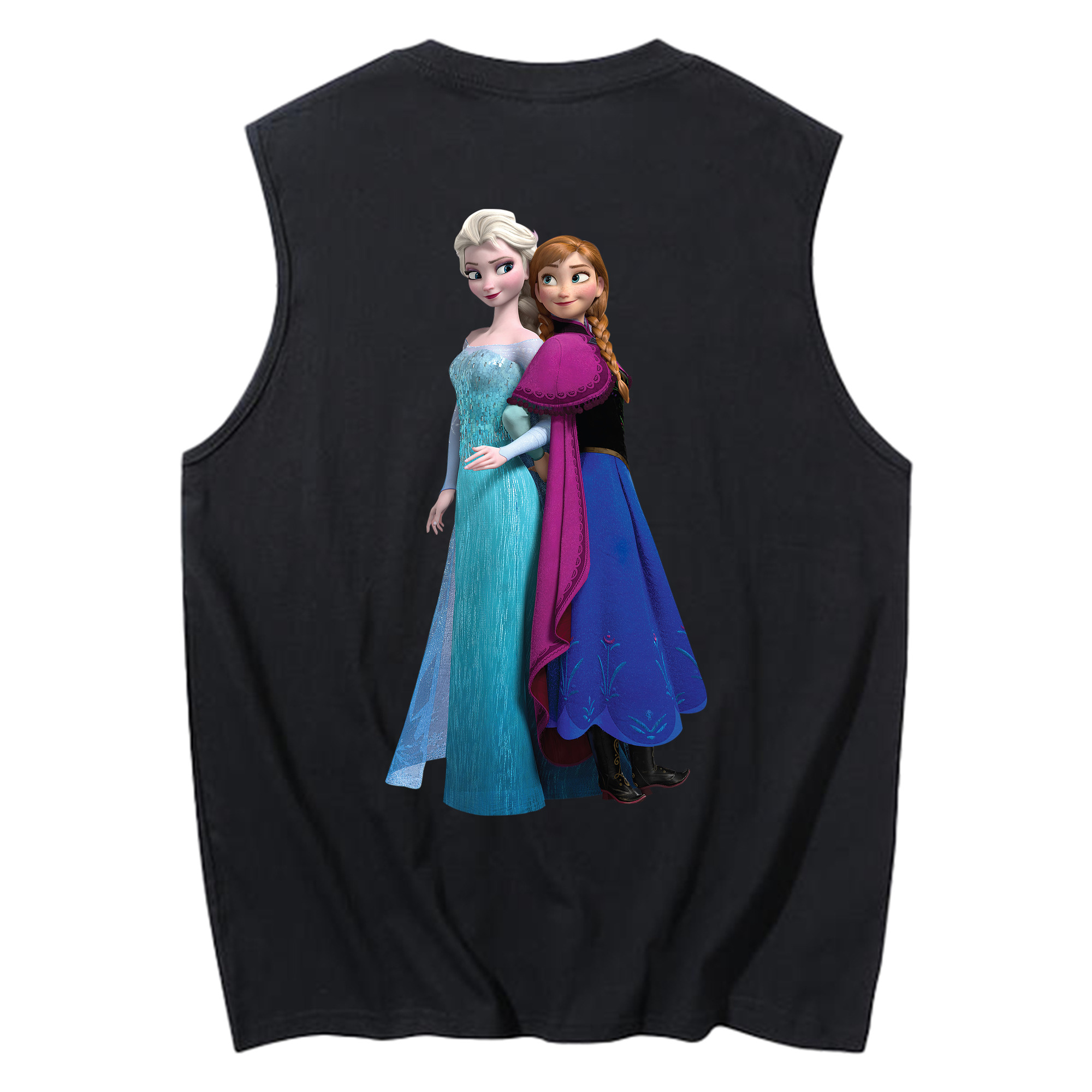 （画像用） アナと雪の女王 アンナ エルサ Frozen Anna Elsa コットン100％タンクトップ（背面プリント）