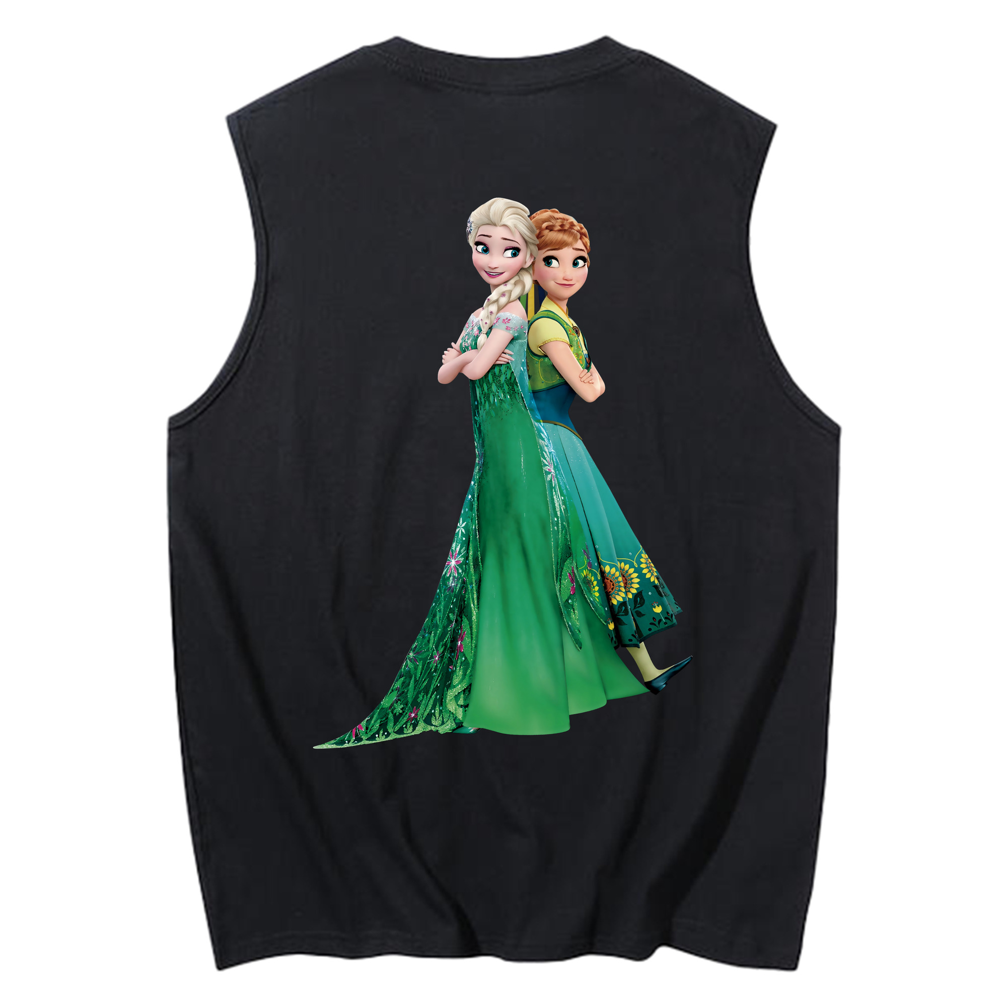 （画像用） アナと雪の女王 アンナ エルサ Frozen Anna Elsa コットン100％タンクトップ（背面プリント）