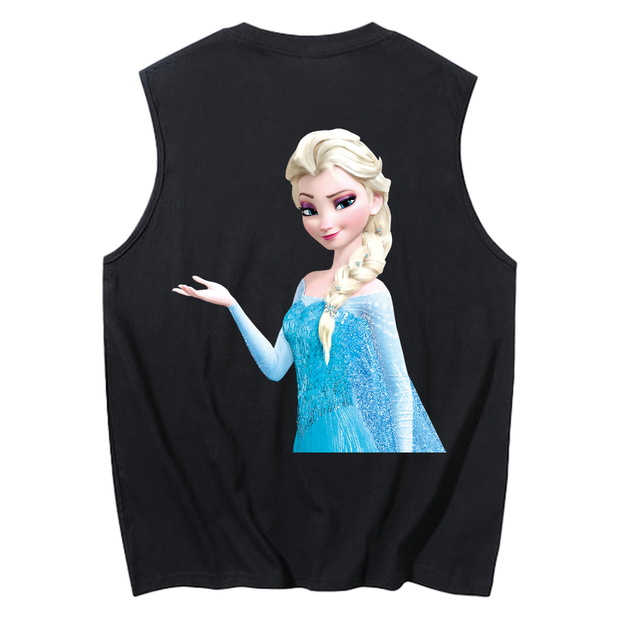（画像用） アナと雪の女王 アンナ エルサ Frozen Anna Elsa コットン100％タンクトップ（背面プリント）