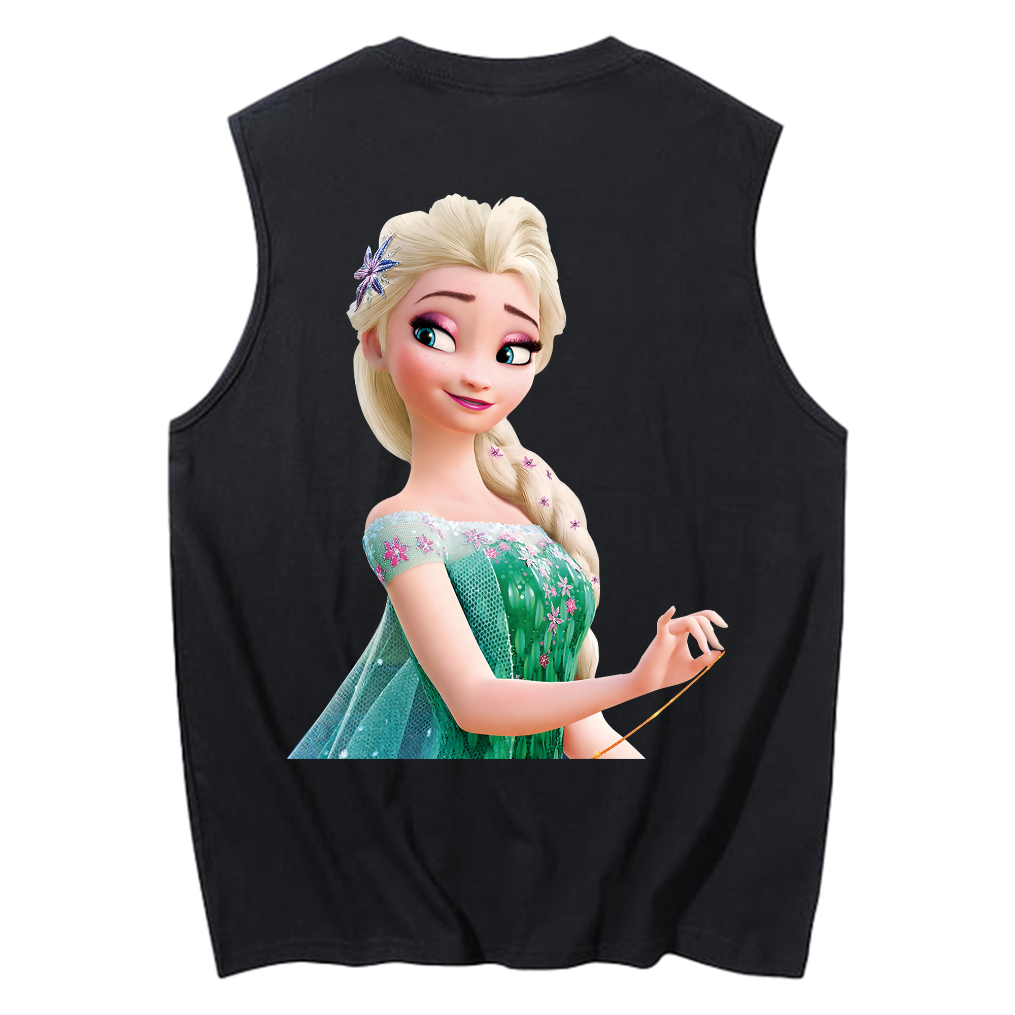 （画像用） アナと雪の女王 アンナ エルサ Frozen Anna Elsa コットン100％タンクトップ（背面プリント）
