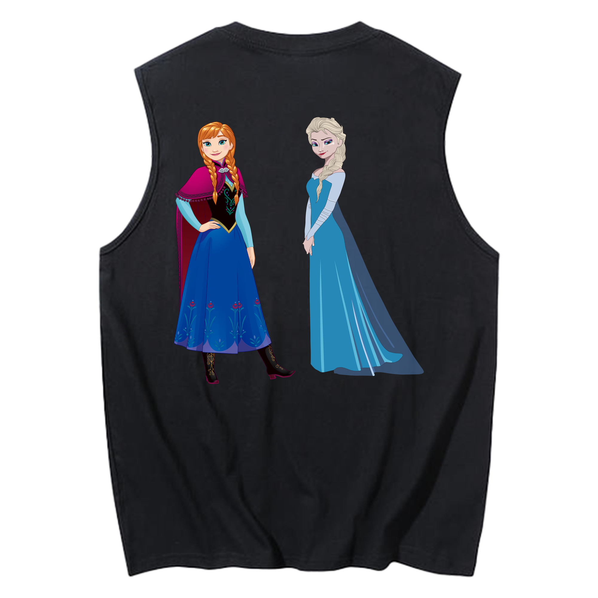 （画像用） アナと雪の女王 アンナ エルサ Frozen Anna Elsa コットン100％タンクトップ（背面プリント）
