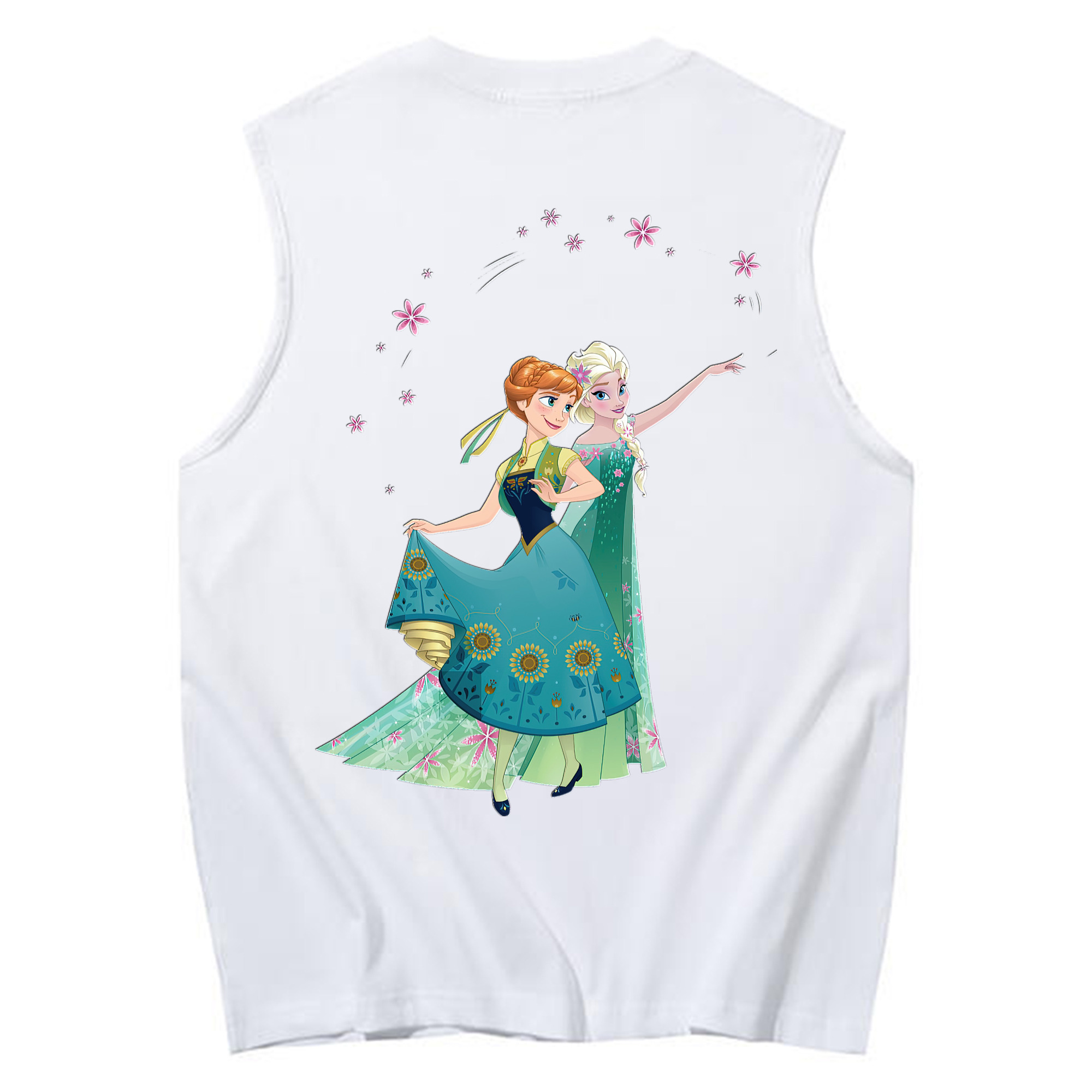 （画像用） アナと雪の女王 アンナ エルサ Frozen Anna Elsa コットン100％タンクトップ（背面プリント）