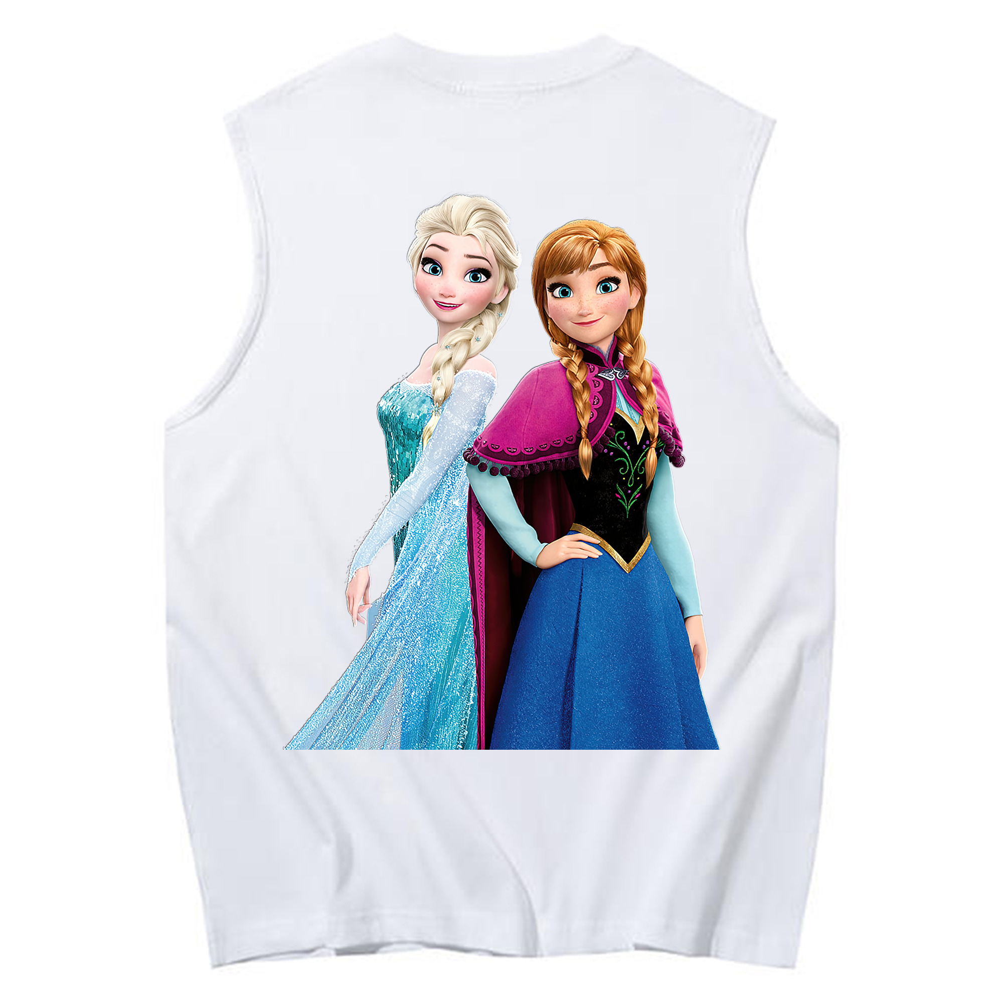 （画像用） アナと雪の女王 アンナ エルサ Frozen Anna Elsa コットン100％タンクトップ（背面プリント）